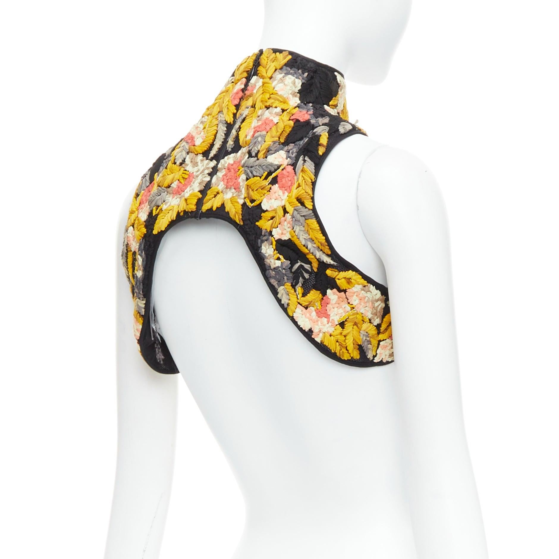 Donna Sarah Burton for Alexander McQueen 2011 Runway yellow black ruffle harness IT40 S in vendita
