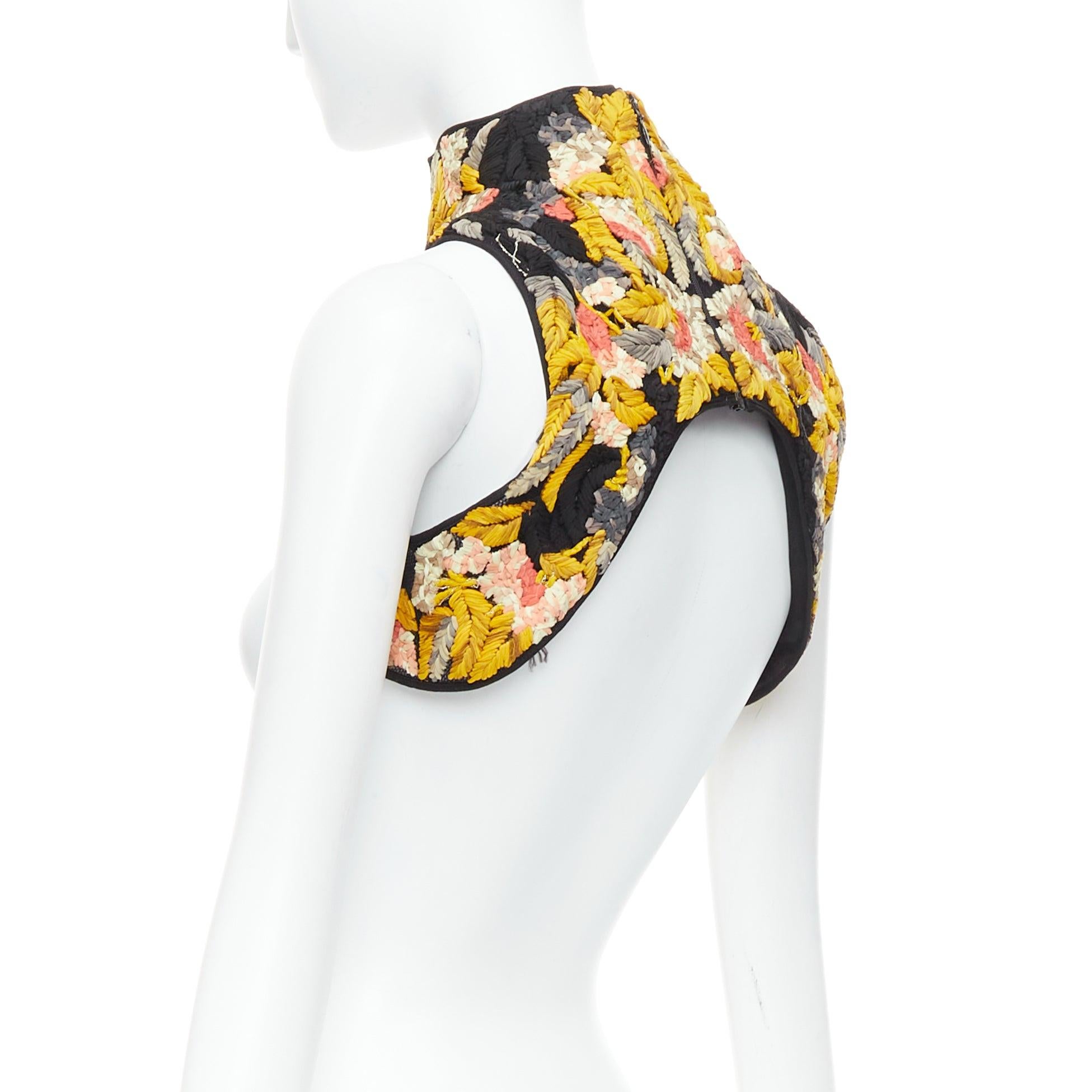 Sarah Burton for Alexander McQueen 2011 Runway yellow black ruffle harness IT40 S in vendita 2