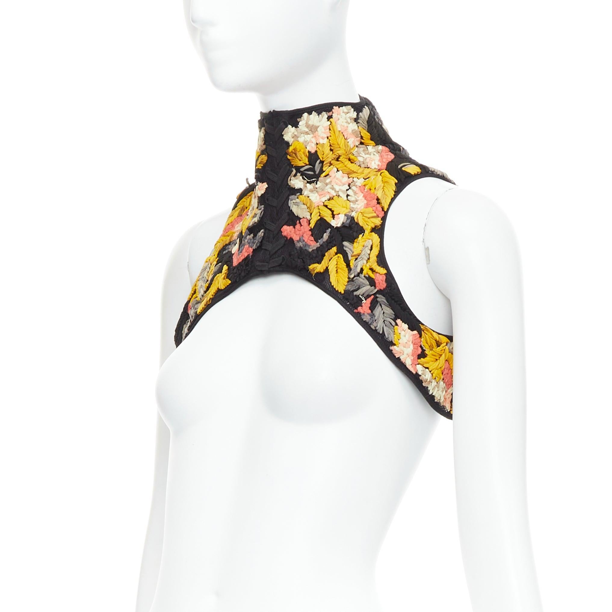 Sarah Burton for Alexander McQueen 2011 Runway yellow black ruffle harness IT40 S in vendita 3
