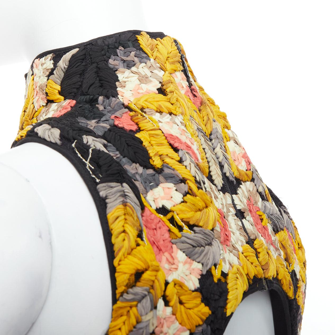 Sarah Burton for Alexander McQueen 2011 Runway yellow black ruffle harness IT40 S in vendita 5