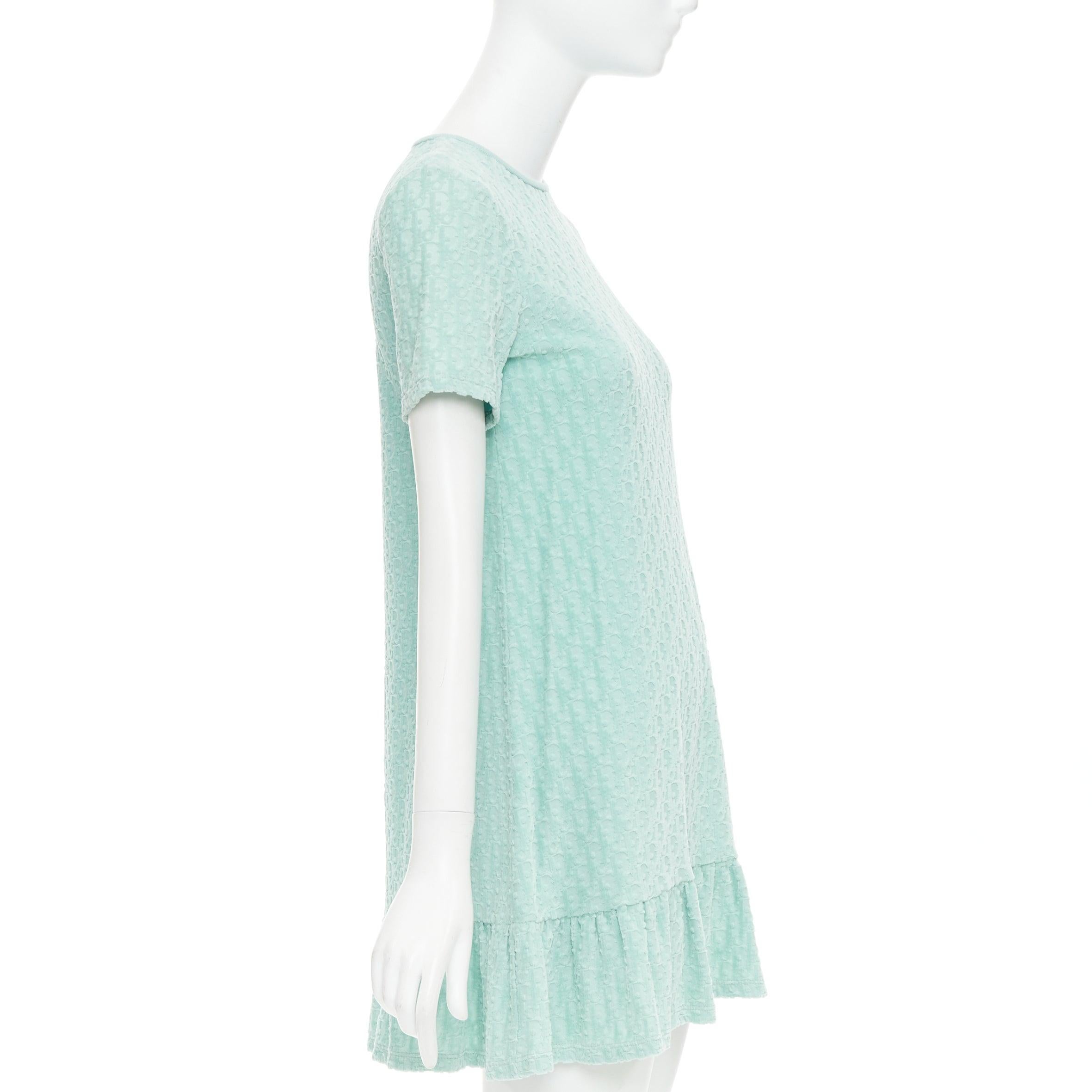 Mini robe à volants en velours de coton monogramme turquoise CHRISTIAN DIOR KIDS Yr12 Bon état - En vente à Hong Kong, NT