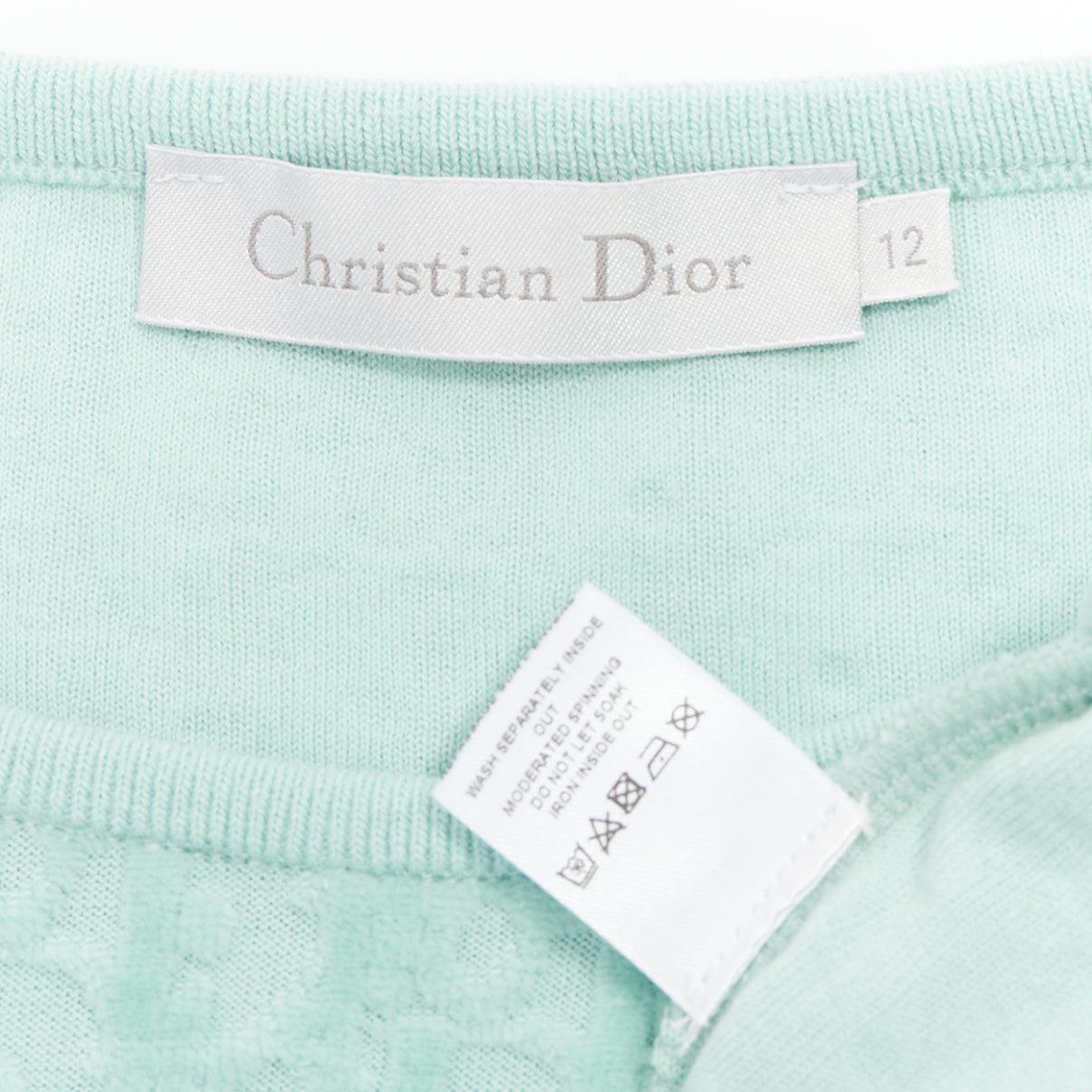 Mini robe à volants en velours de coton monogramme turquoise CHRISTIAN DIOR KIDS Yr12 en vente 3