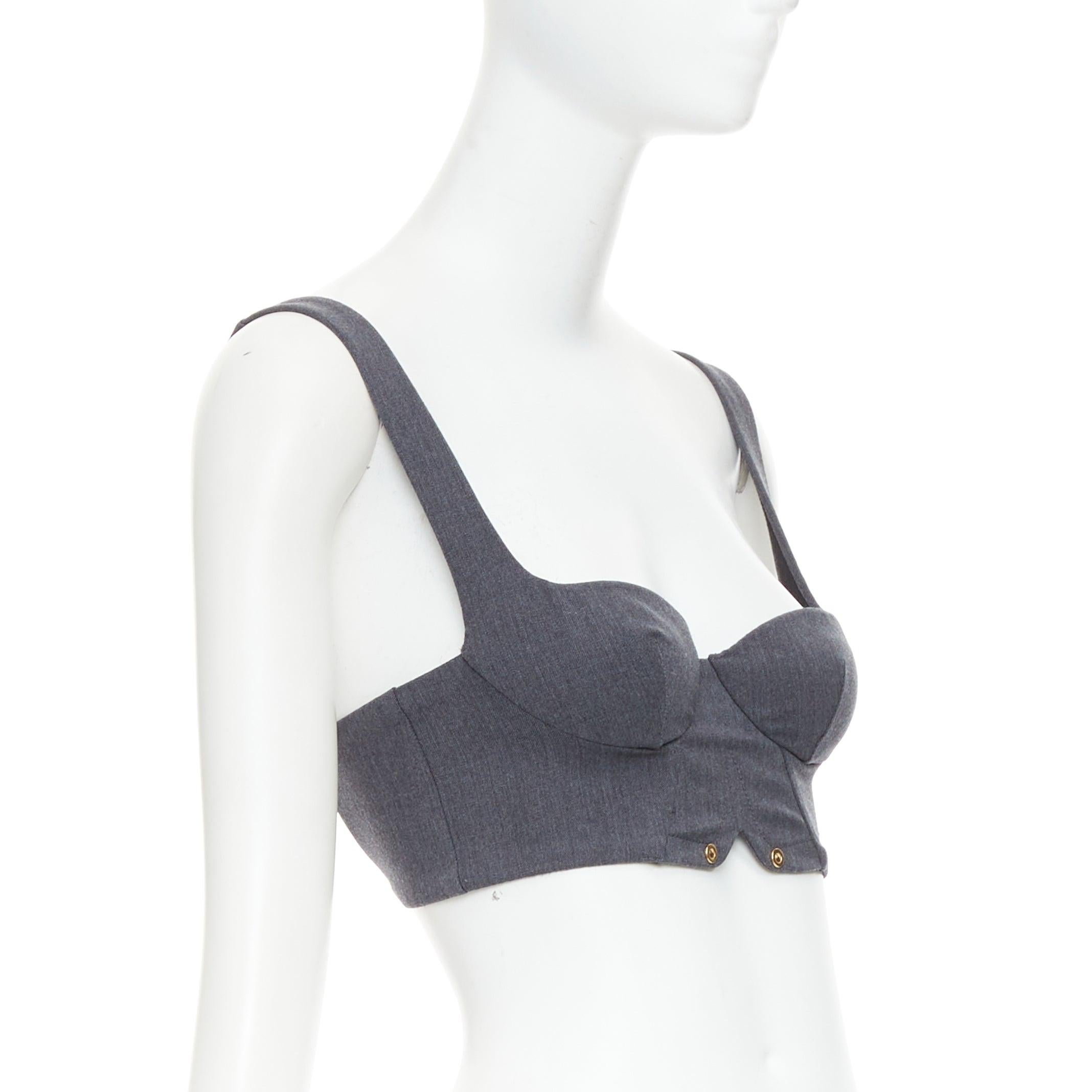 Grigio LA PERLA top bustier in lana vergine grigio con borchie dorate IT36B in vendita