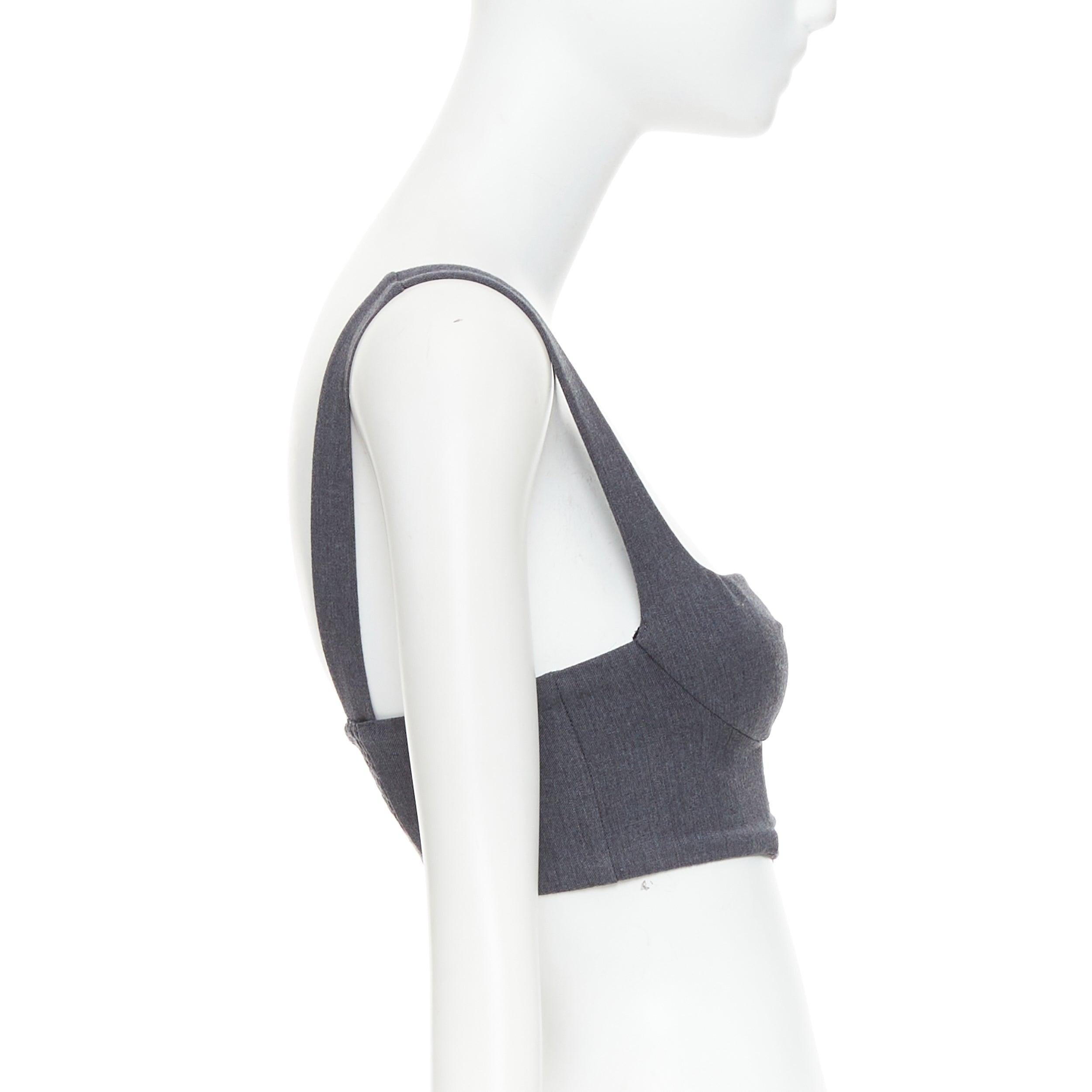 LA PERLA top bustier in lana vergine grigio con borchie dorate IT36B In condizioni ottime in vendita a Hong Kong, NT