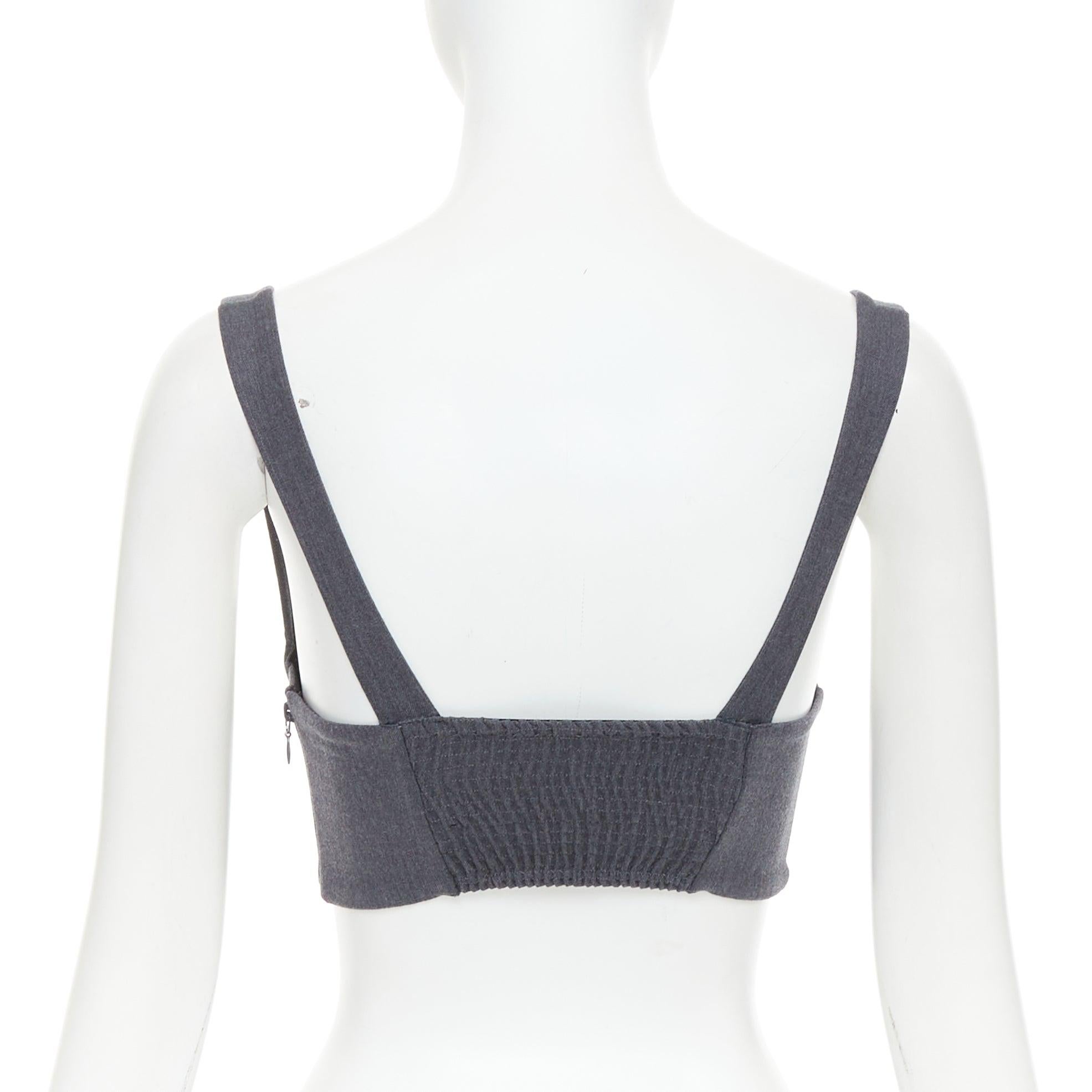Donna LA PERLA top bustier in lana vergine grigio con borchie dorate IT36B in vendita
