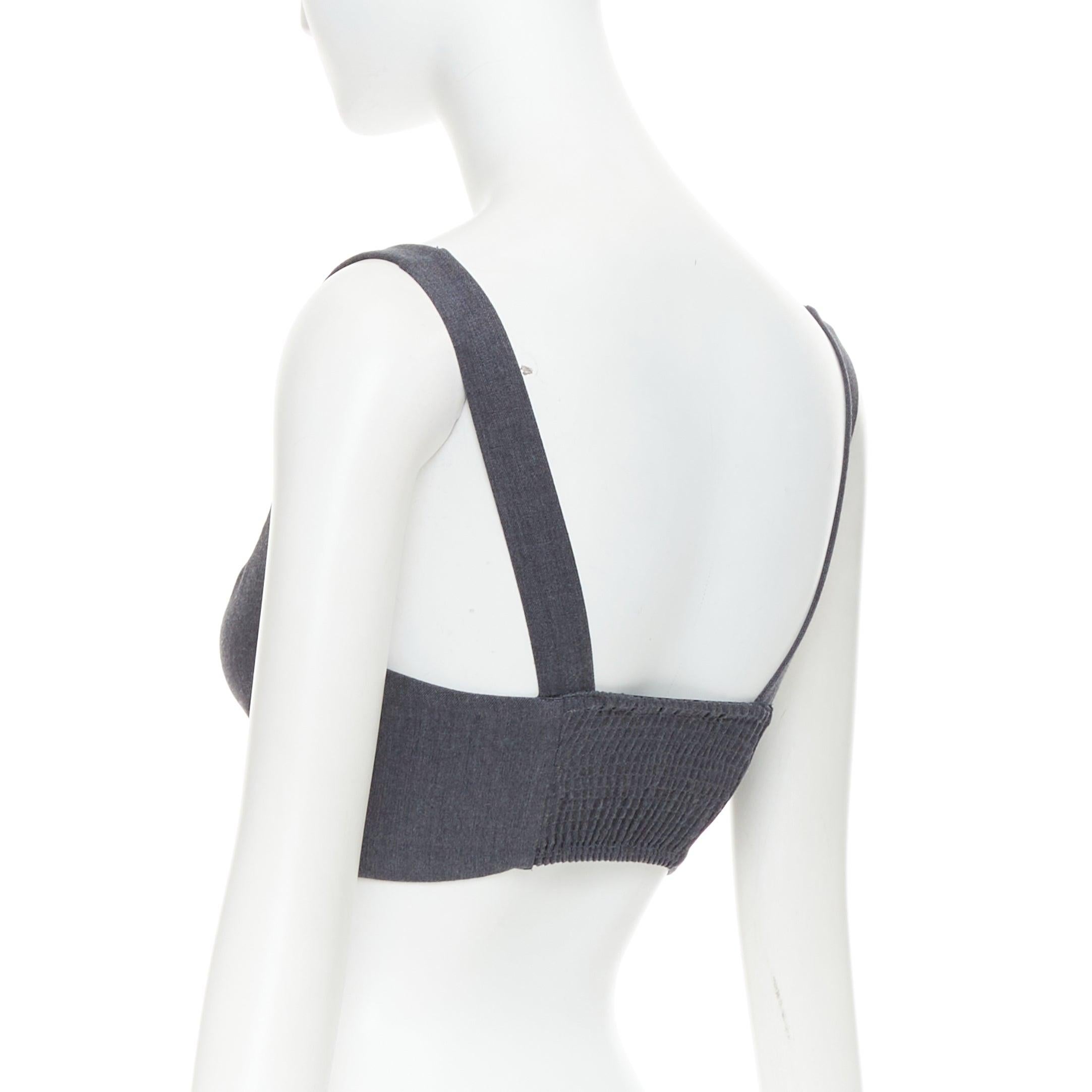 LA PERLA top bustier in lana vergine grigio con borchie dorate IT36B in vendita 1