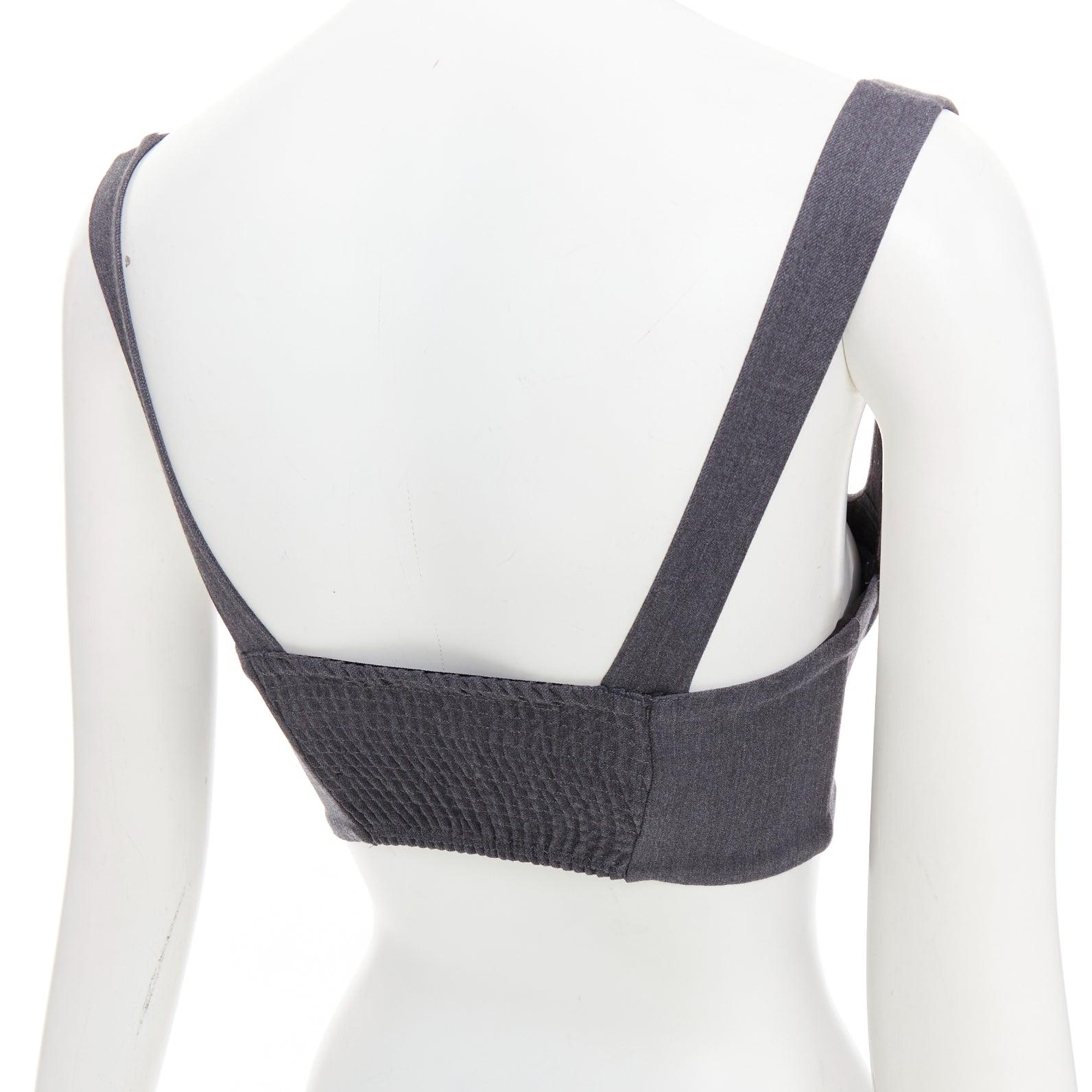 LA PERLA top bustier in lana vergine grigio con borchie dorate IT36B in vendita 2
