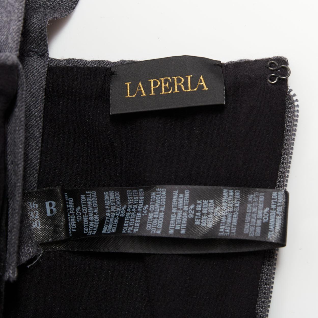 LA PERLA top bustier in lana vergine grigio con borchie dorate IT36B in vendita 3