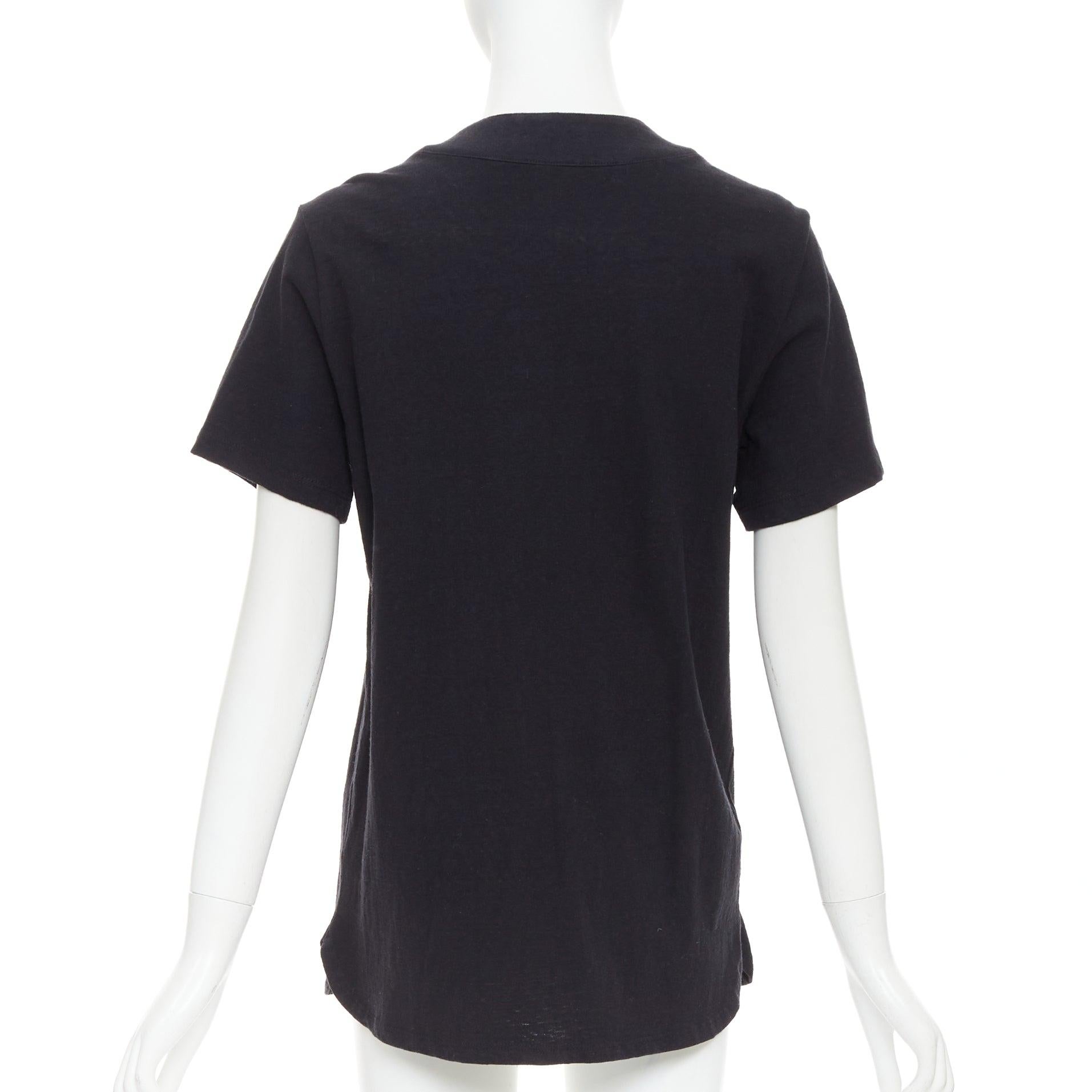 Donna CHROME HEARTS camicia da baseball in cotone nero con patch in pelle CH e bottoni con croce d'argento S in vendita