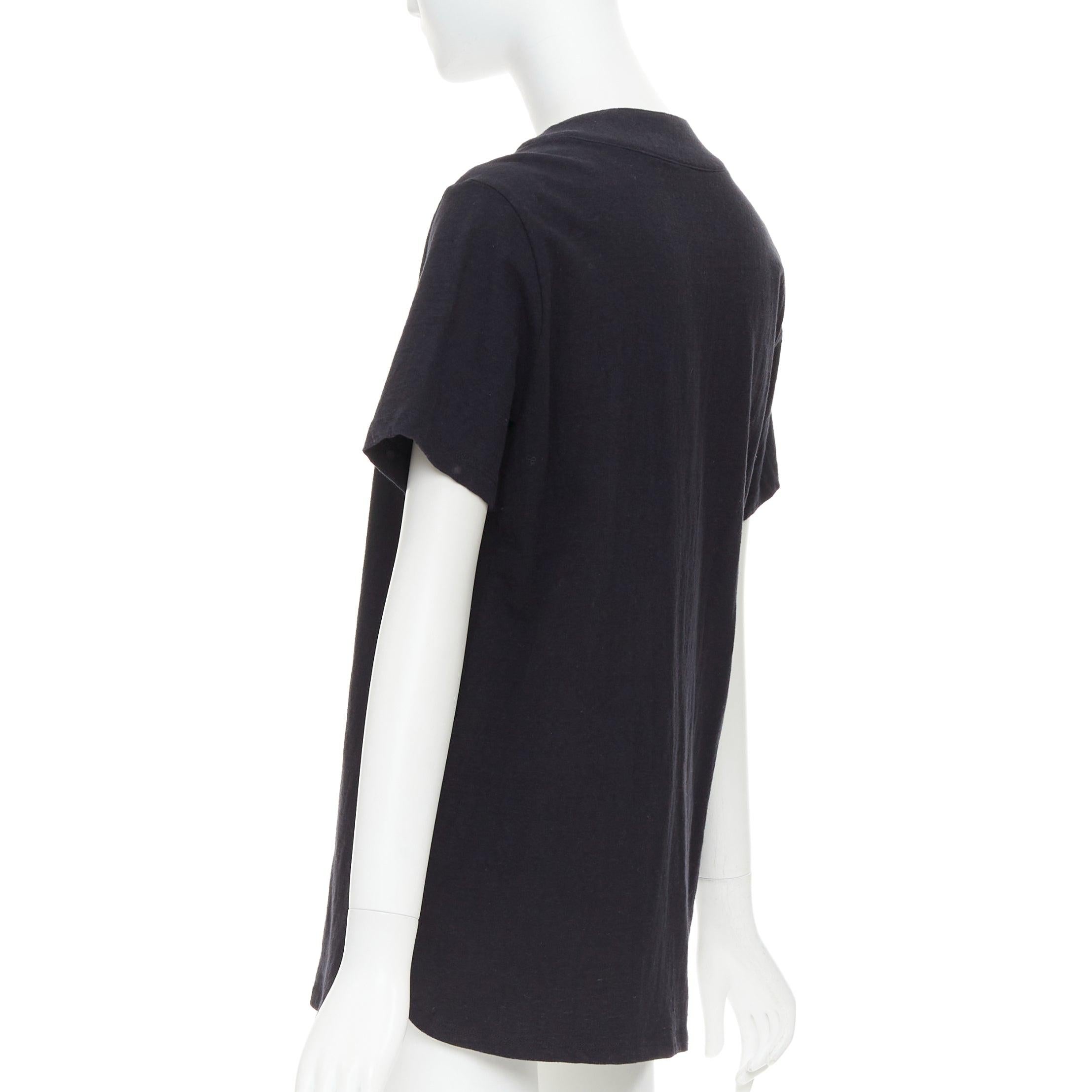 CHROME HEARTS camicia da baseball in cotone nero con patch in pelle CH e bottoni con croce d'argento S in vendita 1