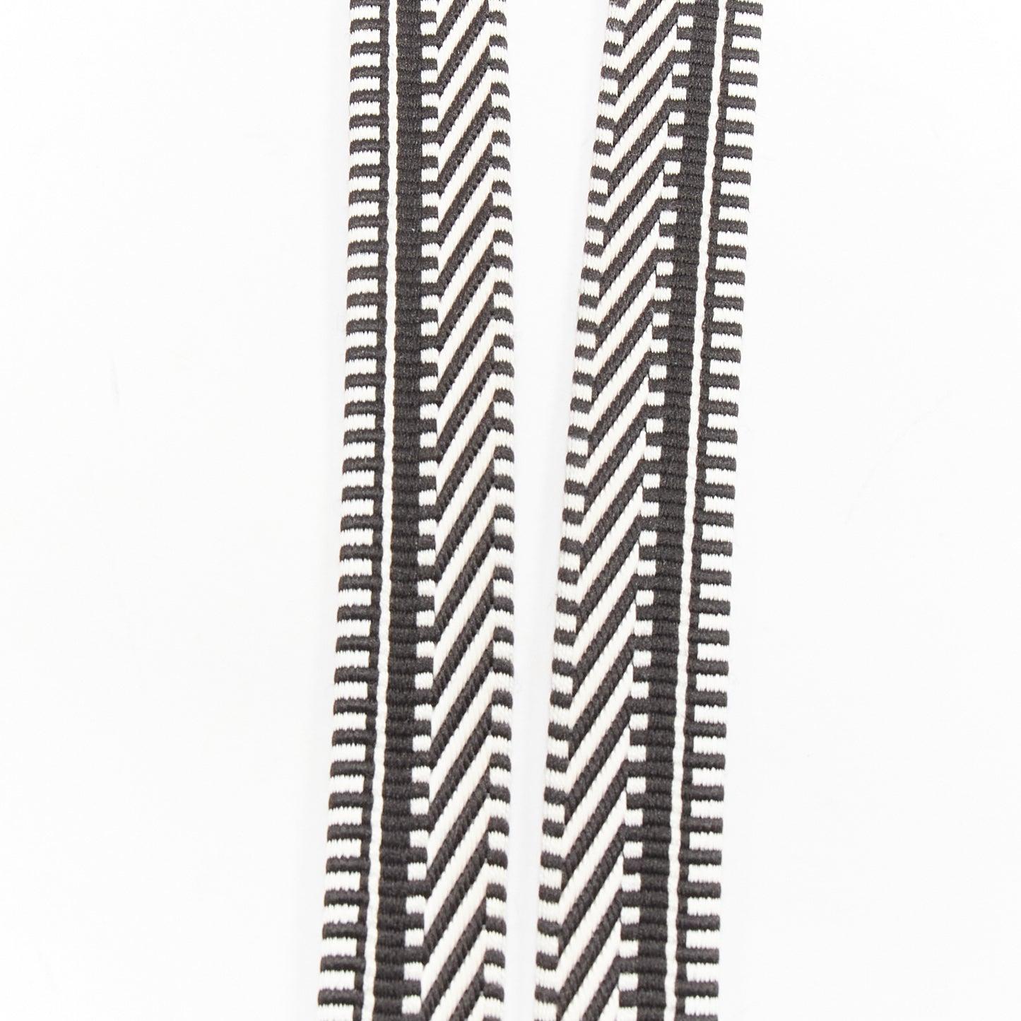 HERMES Sangle 25 schwarz-weißer Chevron-Streifen gewebt Silber Hardware Tasche Riemen im Zustand „Gut“ im Angebot in Hong Kong, NT