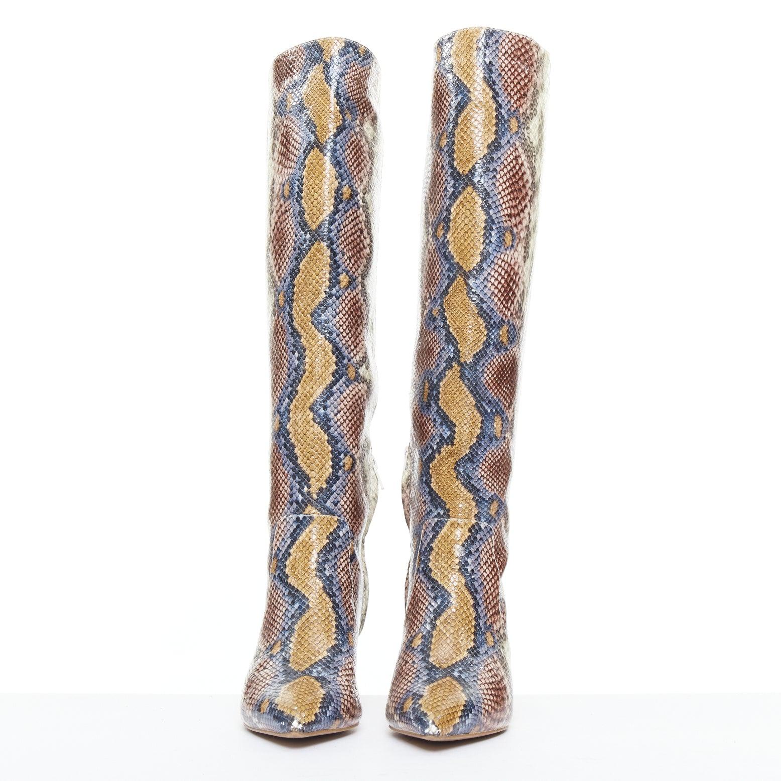 KURT GEIGER Briya beige crema piel estampada botas altas EU36 Beige en venta