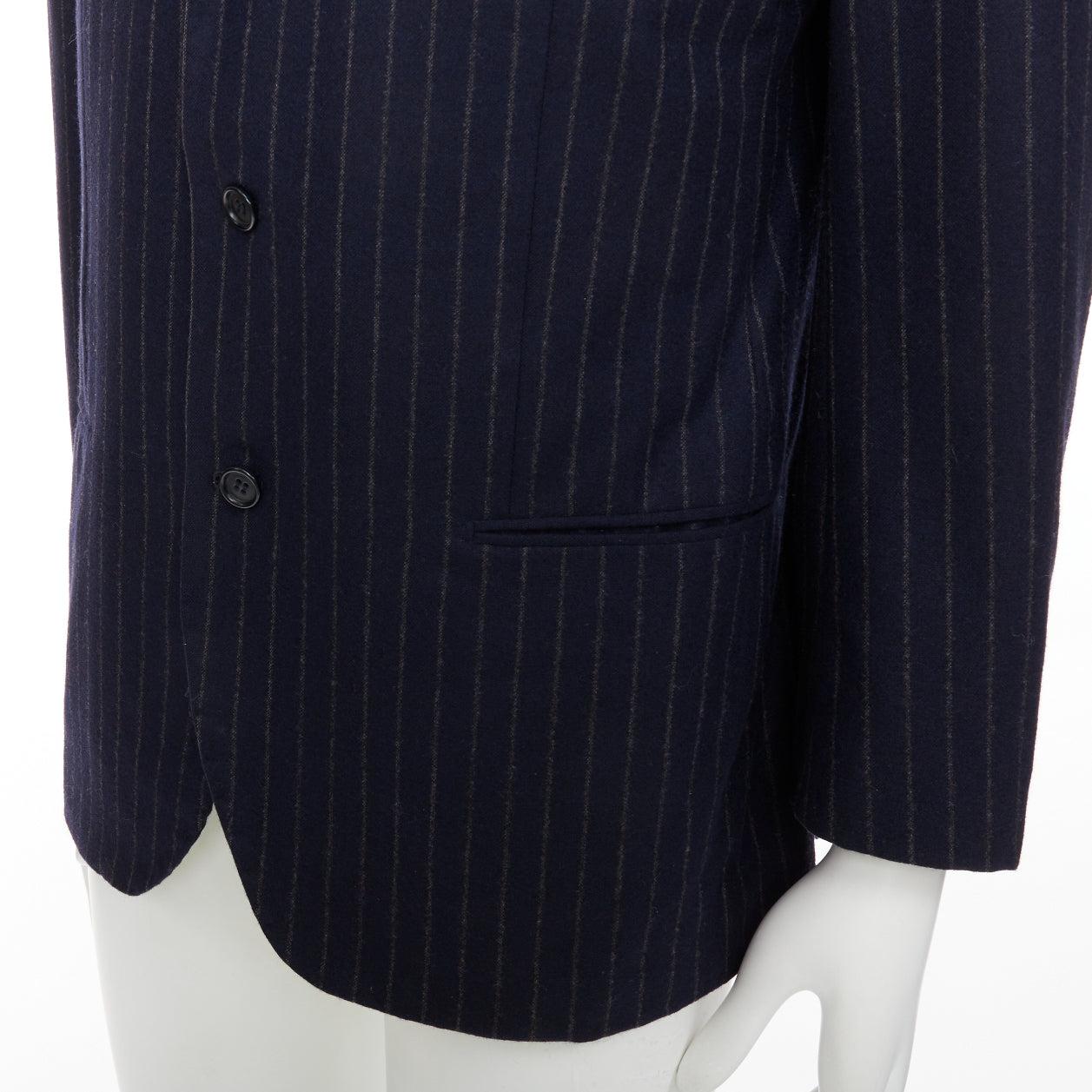 KITON Veste blazer à double fentes 100% cachemire marine à rayures IT52 XL en vente 2
