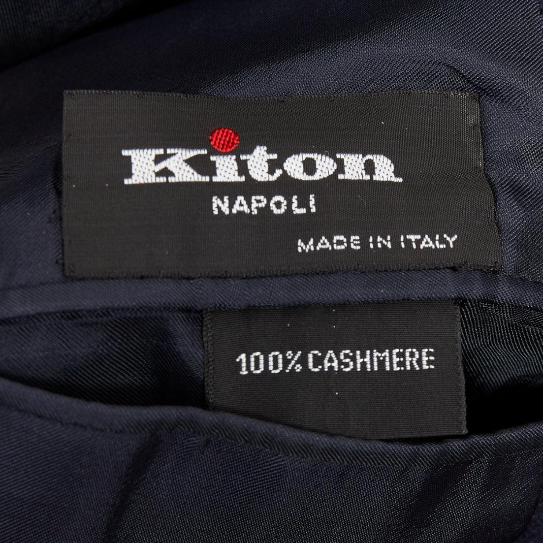 KITON Veste blazer à double fentes 100% cachemire marine à rayures IT52 XL en vente 3