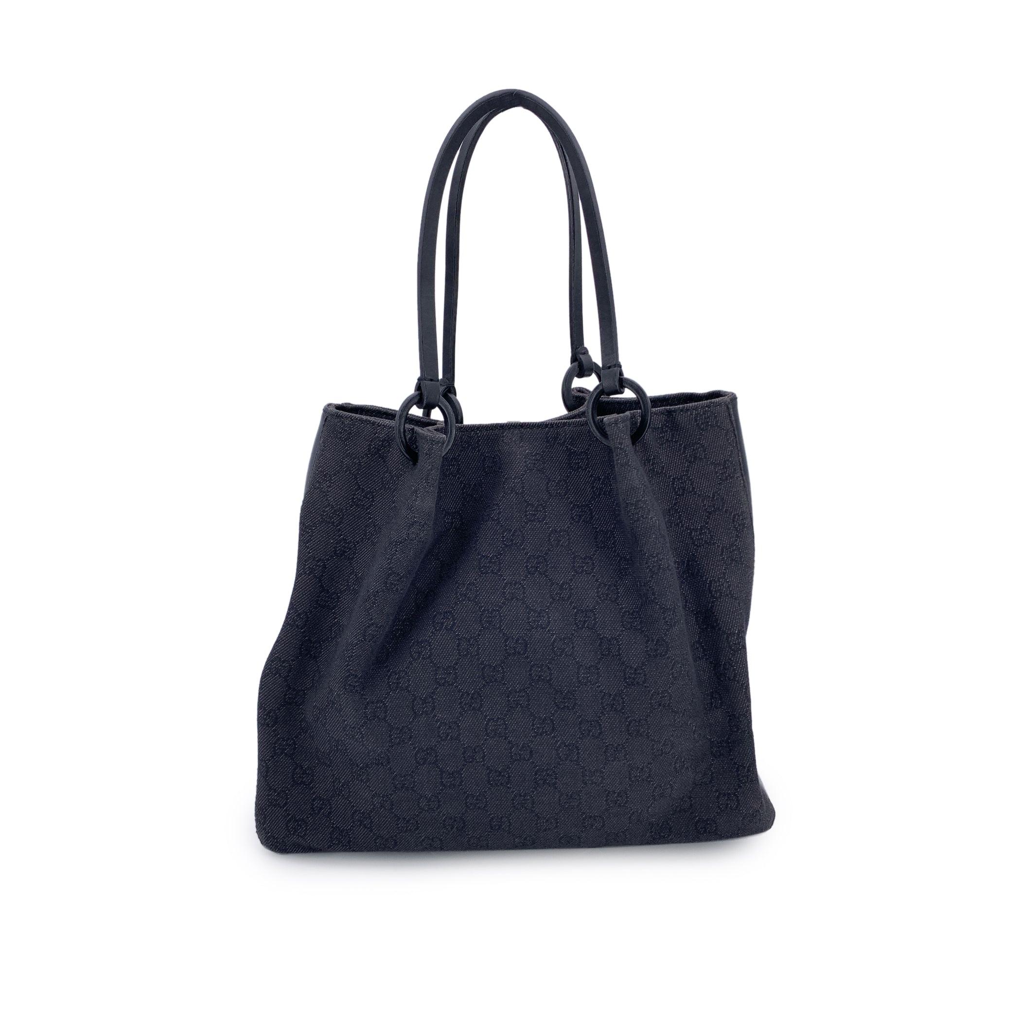 Nero Gucci Borsa a tracolla in tela nera Monogram Shopping Tote in vendita