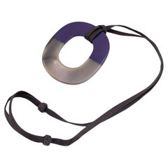 Hermes Paris Isthme Oval Purple Laquered Buffalo Horn Pendant Necklace