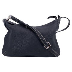 Fendi Selleria Black Leather Unisex Messenger Crossbody Bag
