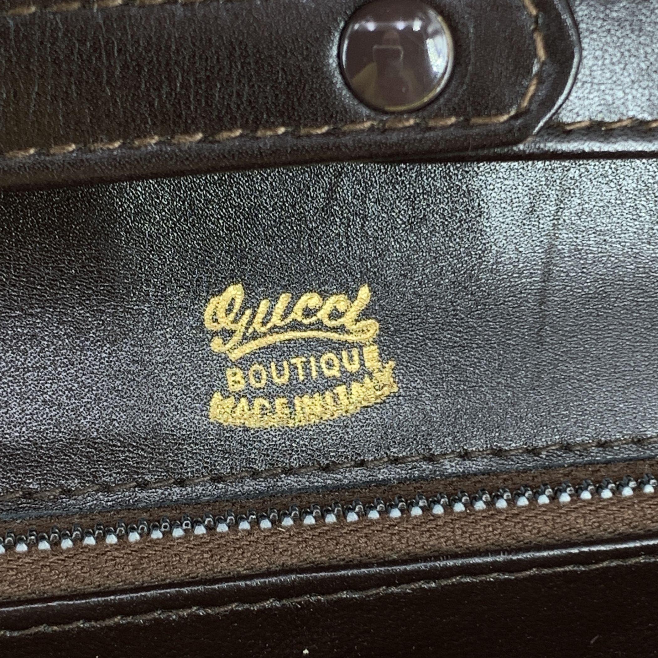 Gucci Vintage Brown Leder Convertible Umhängetasche mit Kette für Damen oder Herren im Angebot