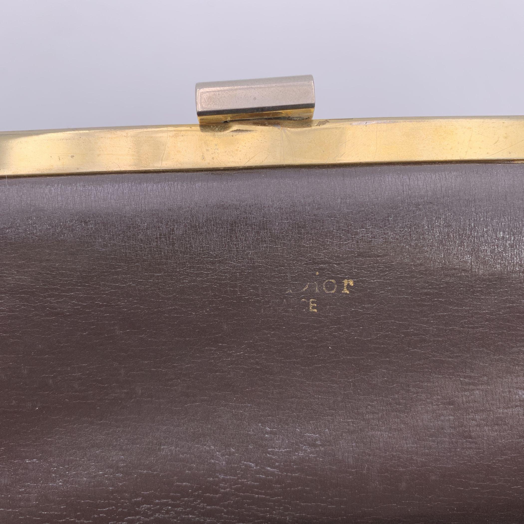 Christian Dior Vintage Braun Logo Oblique Canvas Clutch Geldbörse im Angebot 1