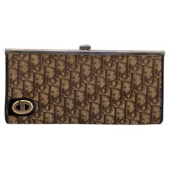 Christian Dior Vintage Bolso de mano de lona con logotipo oblicuo marrón