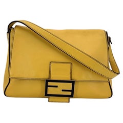 Fendi Yellow Leather Big Mamma Forever Mama Baguette Flap Bag