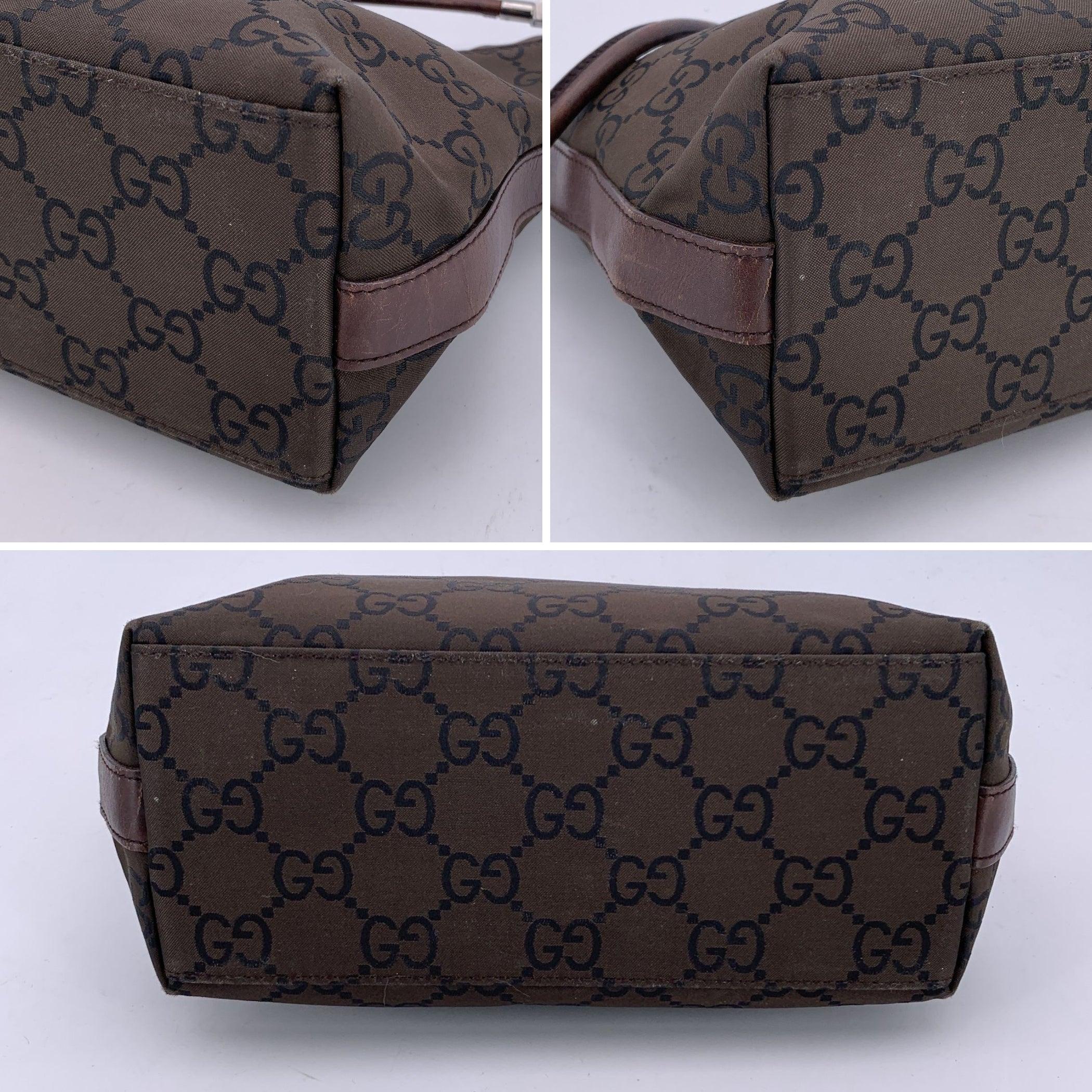 Gucci Brown Big Monogram Canvas Hobo Bag Schultertasche im Angebot 1