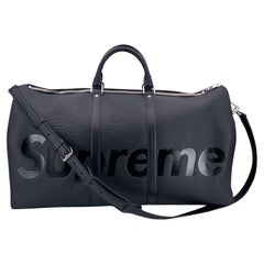 Louis Vuitton x Supreme Black Epi Keepall Bandouliere 55 Duffle Bag