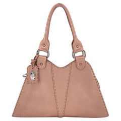 Fendi Selleria Pink Rose Metallic Leather Devil Trapezio Hobo Bag
