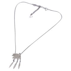 Christian Dior Vintage Silver Metal Necklace Crystal Leaf Tribal Style