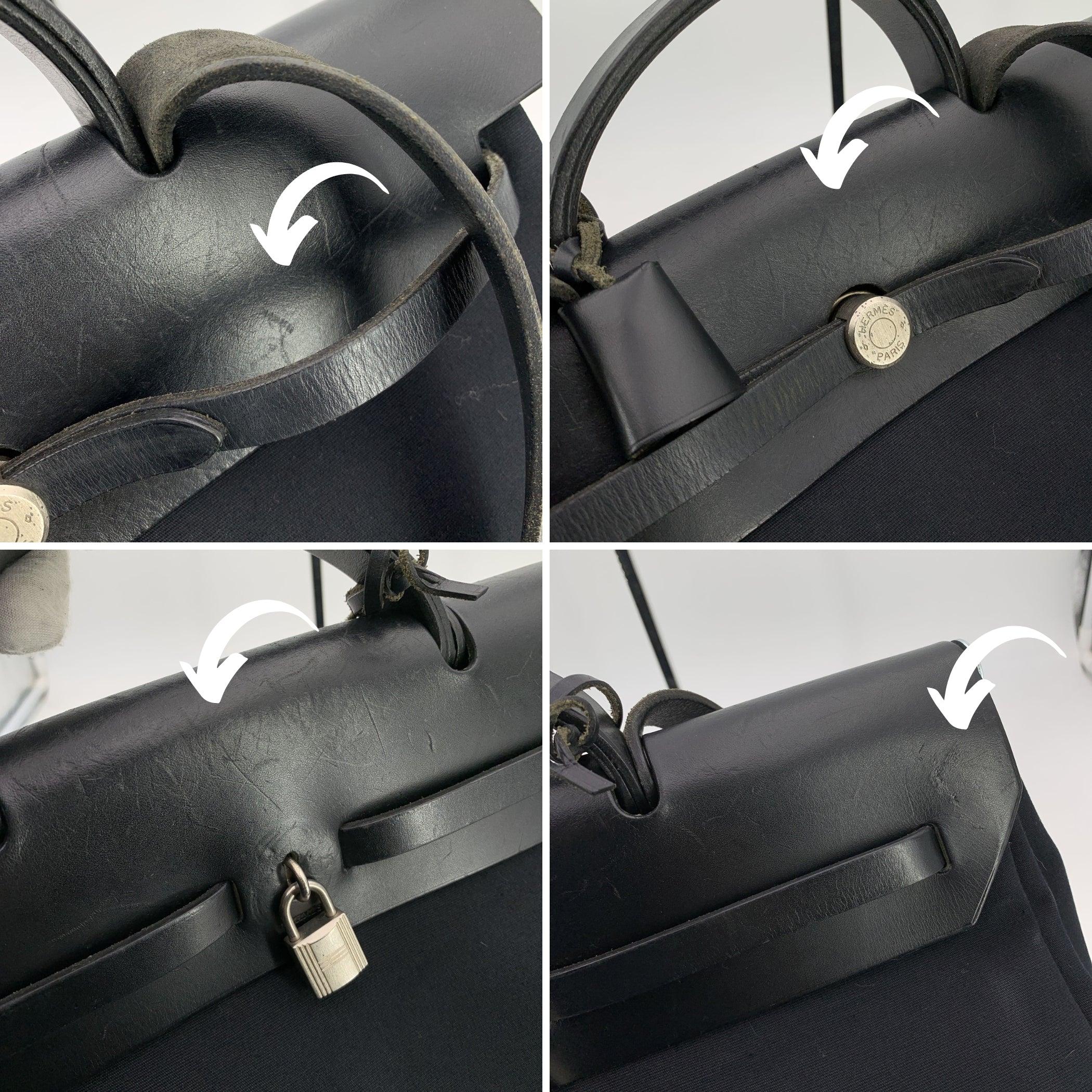 Hermes Borsa Herbag 39 in pelle di tela nera Borsa a tracolla satchel in vendita 1
