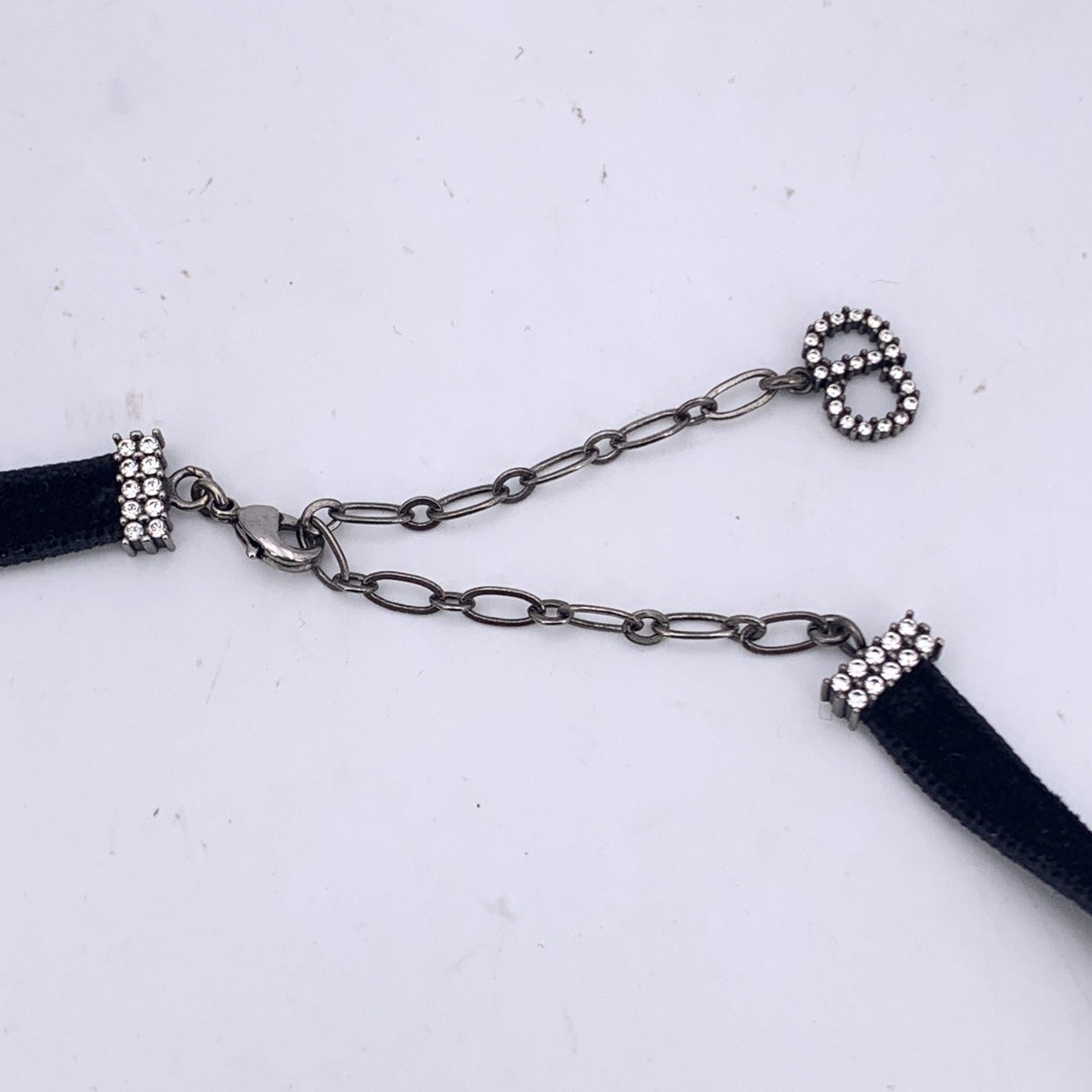 Nero Christian Dior Collana con strass in velluto nero J'Adior in vendita
