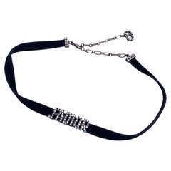 Christian Dior Black Velvet J'Adior Rhinestones Chocker Necklace