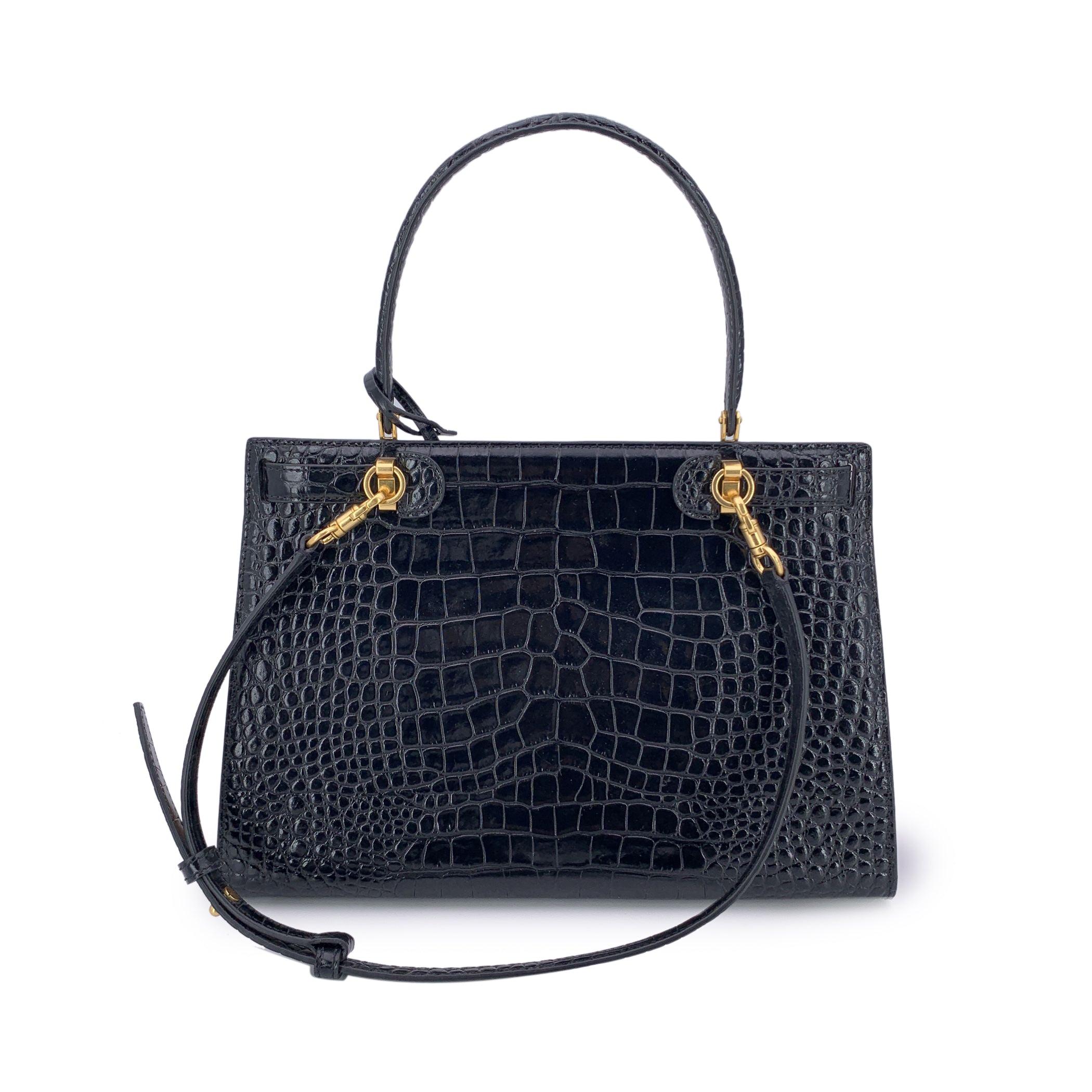 Nero Tory Burch Borsa a tracolla Lee Radziwill in pelle nera goffrata in vendita