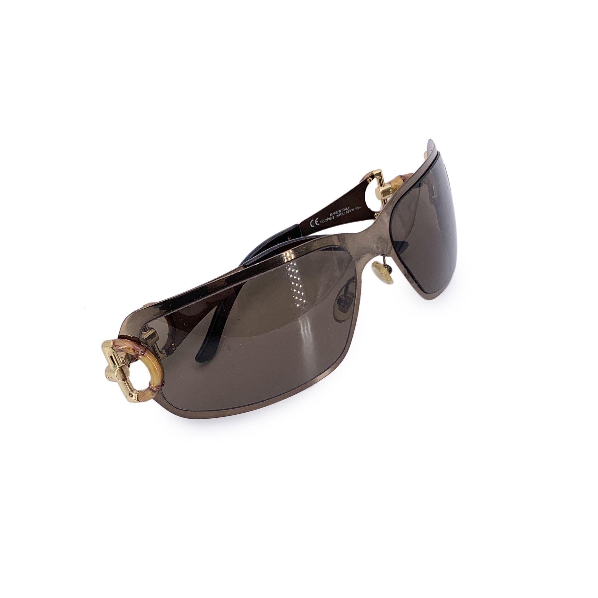 Grigio Occhiali da sole Gucci Brown Bamboo Brown Wrap GG 2796 62/15 115 mm in vendita