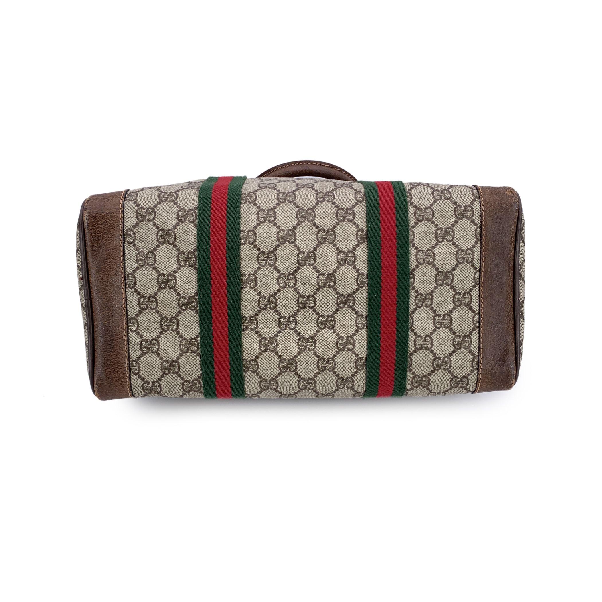 Gucci Vintage Monogram Canvas Leder Web Duffle Satchel Tasche im Angebot 2