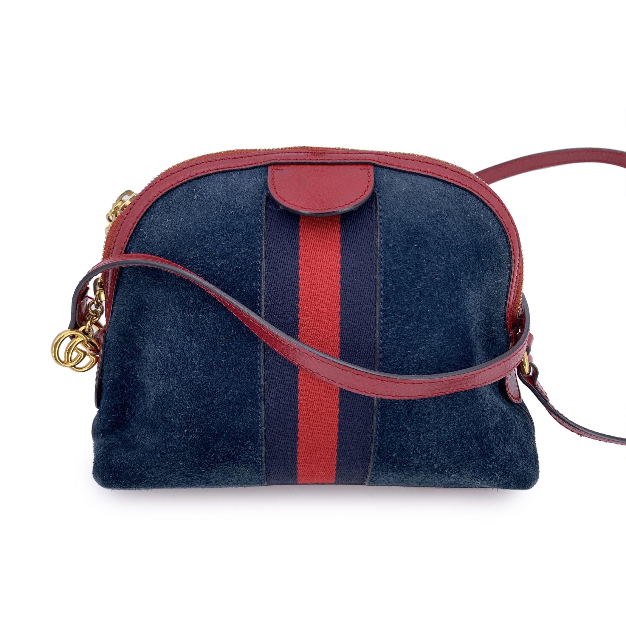 Nero Gucci Borsa a tracolla Ophidia Dome in pelle scamosciata blu in vendita