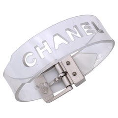 Chanel Vintage Klar Transparentes Gummi-Logo Gürtel-Armband