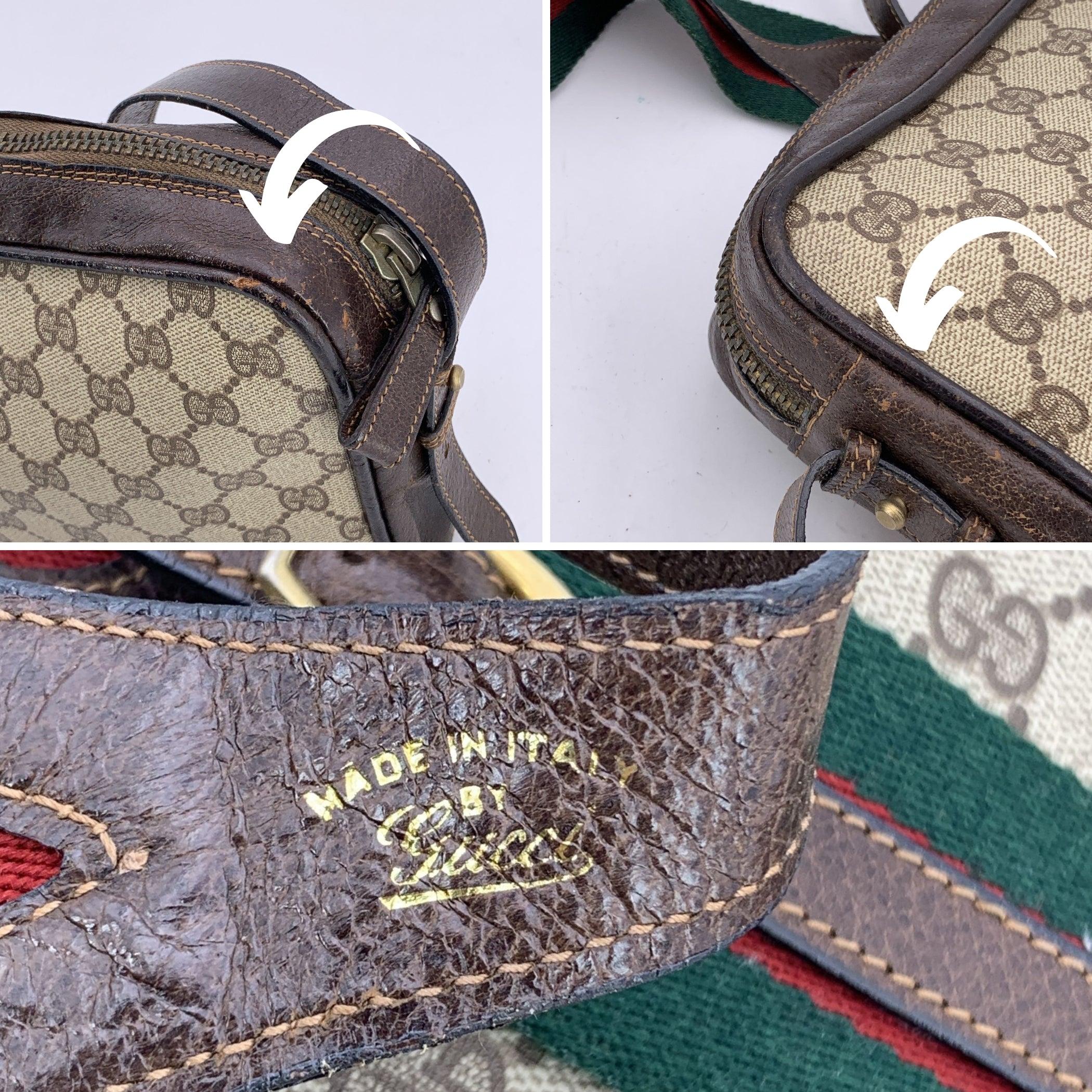 Gucci Vintage Braun Monogram Canvas Web Schnalle Umhängetasche im Zustand „Gut“ im Angebot in Rome, Rome