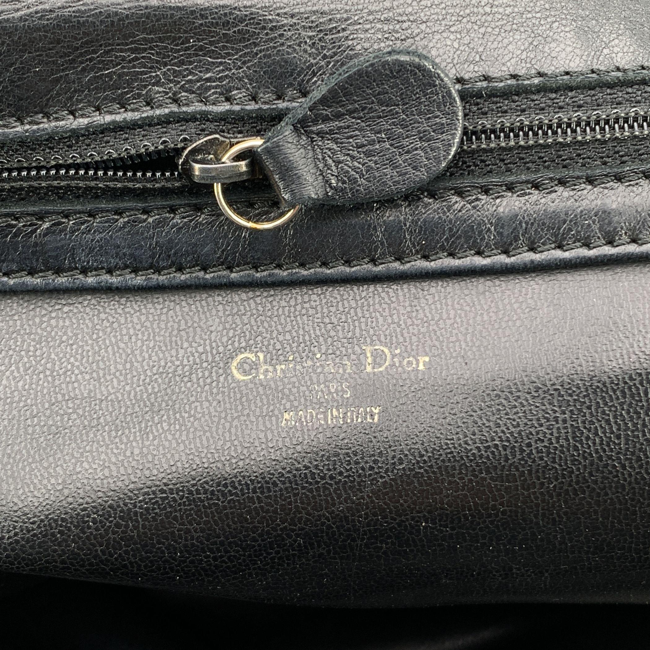 Christian Dior Vintage Schwarz Nappaleder Handtasche Satchel Damen im Angebot