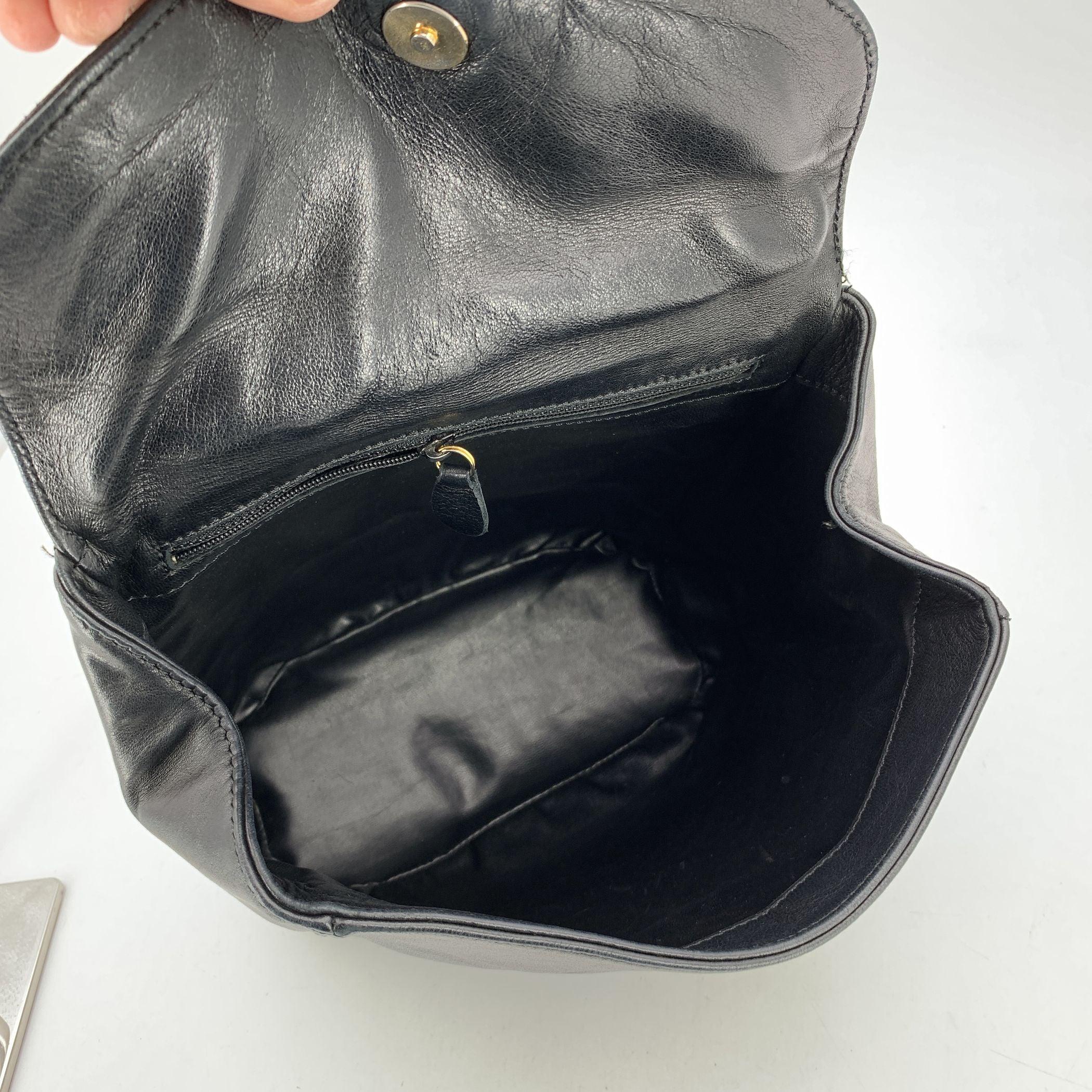 Christian Dior Vintage Schwarz Nappaleder Handtasche Satchel im Angebot 1