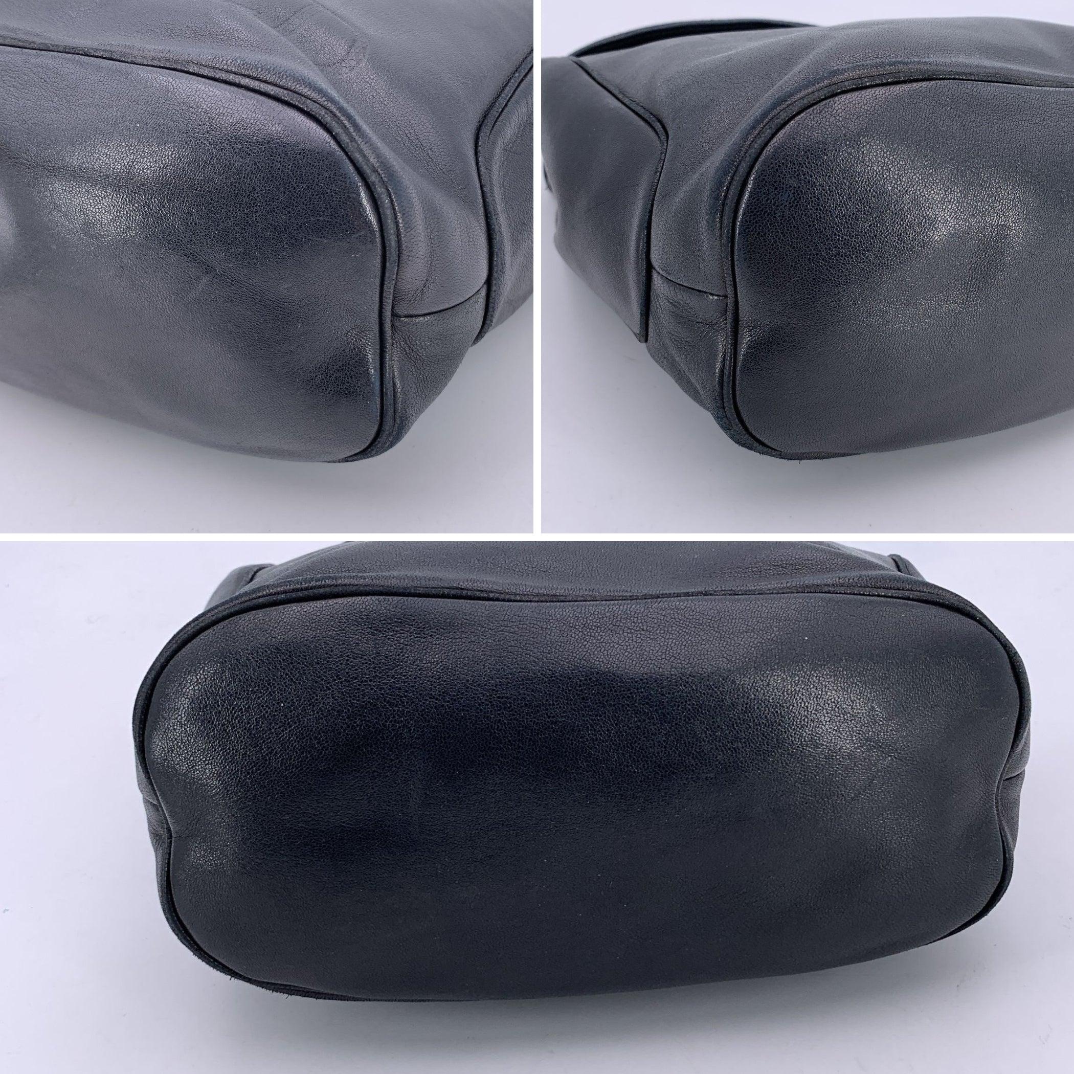 Christian Dior Vintage Schwarz Nappaleder Handtasche Satchel im Angebot 2
