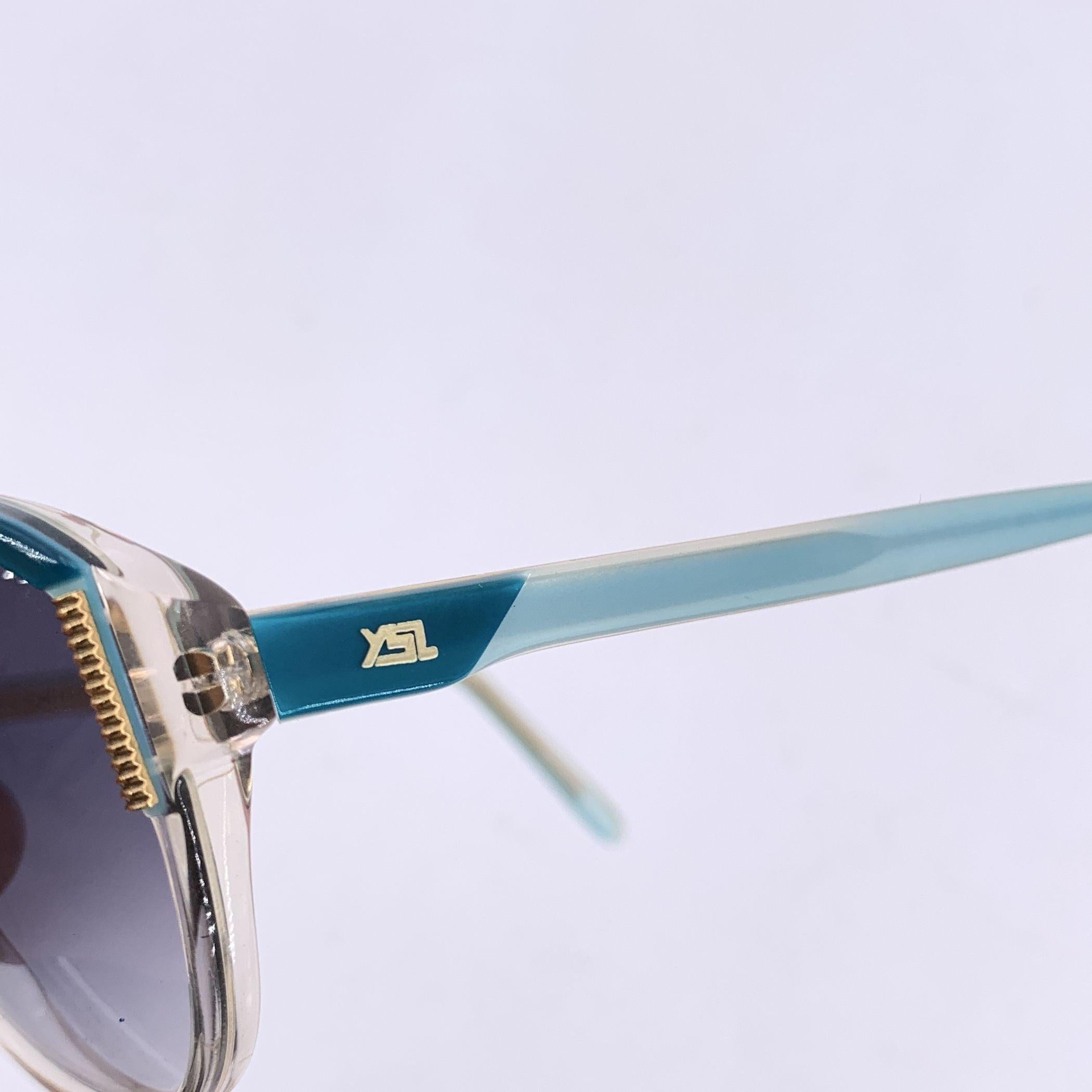 Yves Saint Laurent Gafas de sol vintage de acetato turquesa ANTEE 56/14 Gris en venta