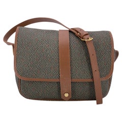 Yves Saint Laurent Military Green Beige Textured Vinyl Crossbody Bag