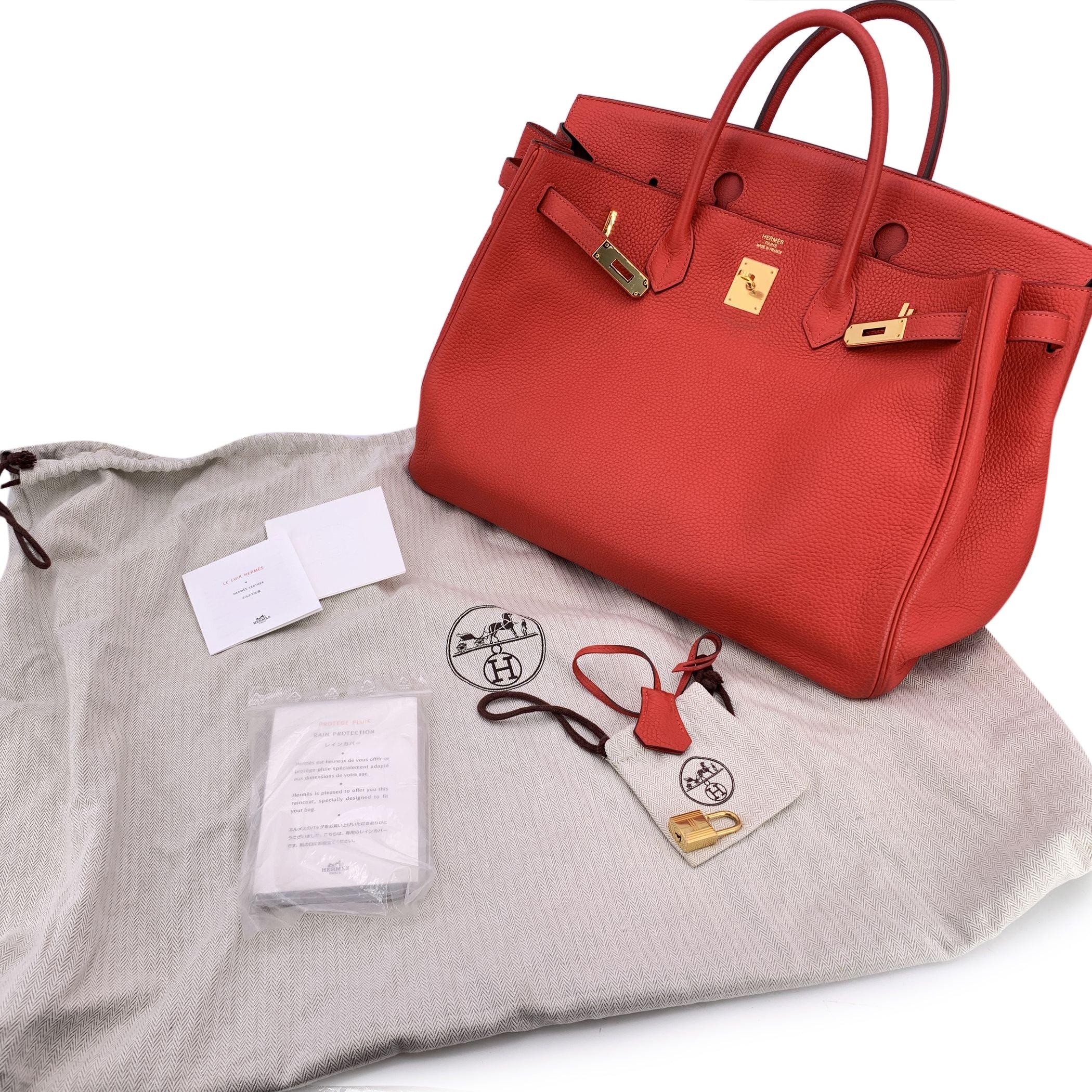 Hermes Rot Clemence Leder Birkin 40 Tasche Satchel Handtasche im Zustand „Hervorragend“ im Angebot in Rome, Rome