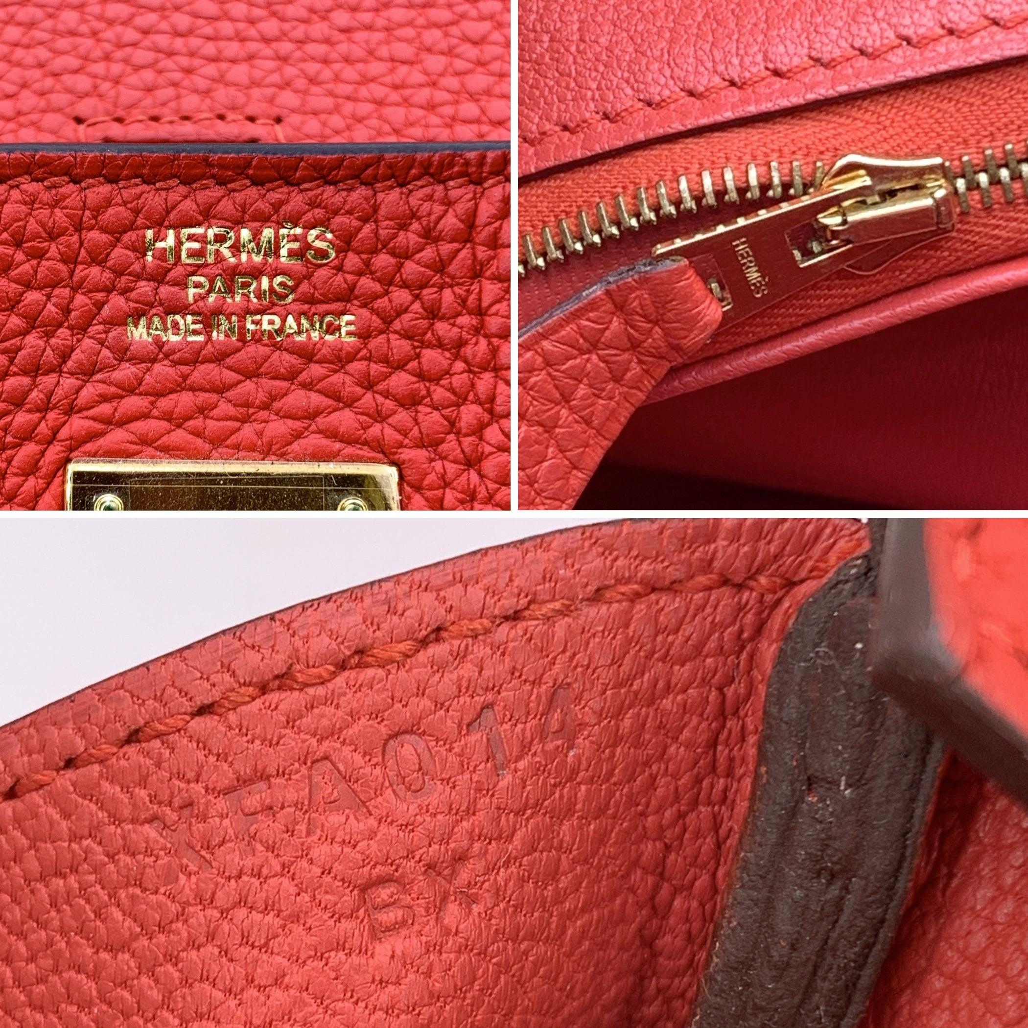 Hermes Rot Clemence Leder Birkin 40 Tasche Satchel Handtasche Damen im Angebot