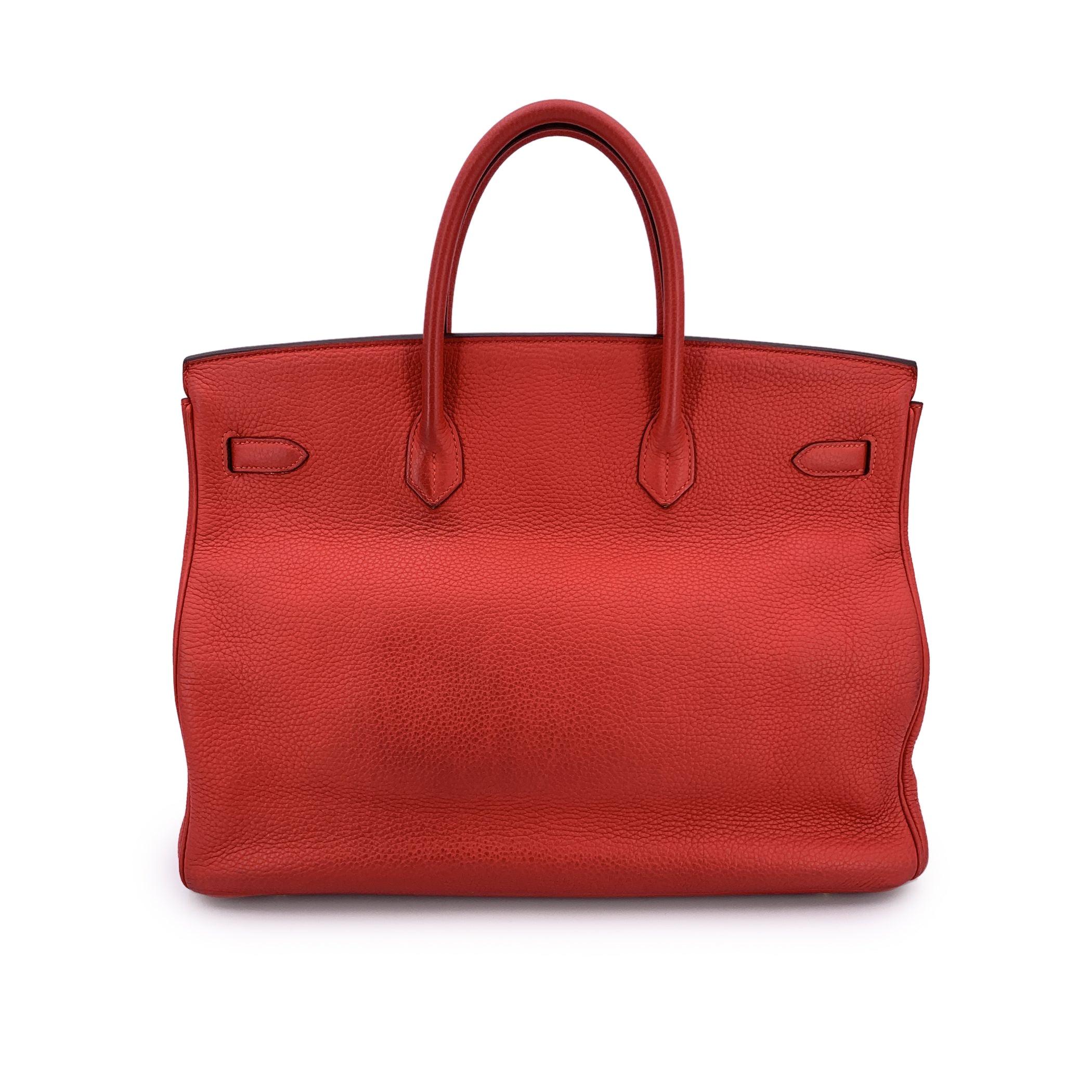 Hermes Rot Clemence Leder Birkin 40 Tasche Satchel Handtasche im Angebot 3