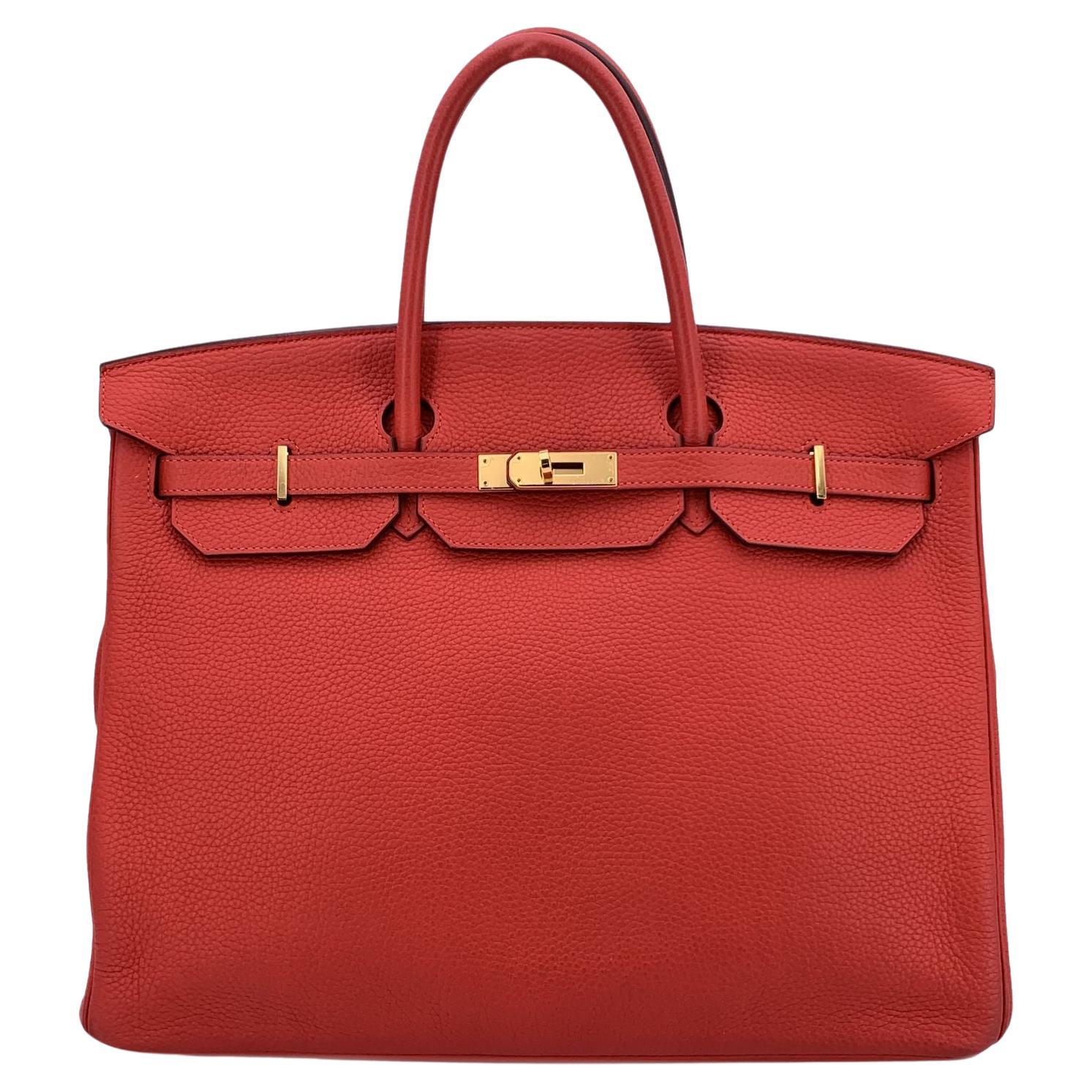 Hermes Rot Clemence Leder Birkin 40 Tasche Satchel Handtasche im Angebot