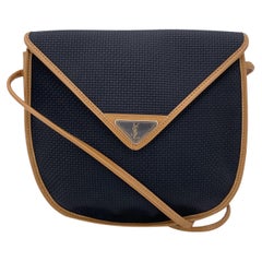 Yves Saint Laurent Vintage Schwarz Textured Canvas Crossbody Bag