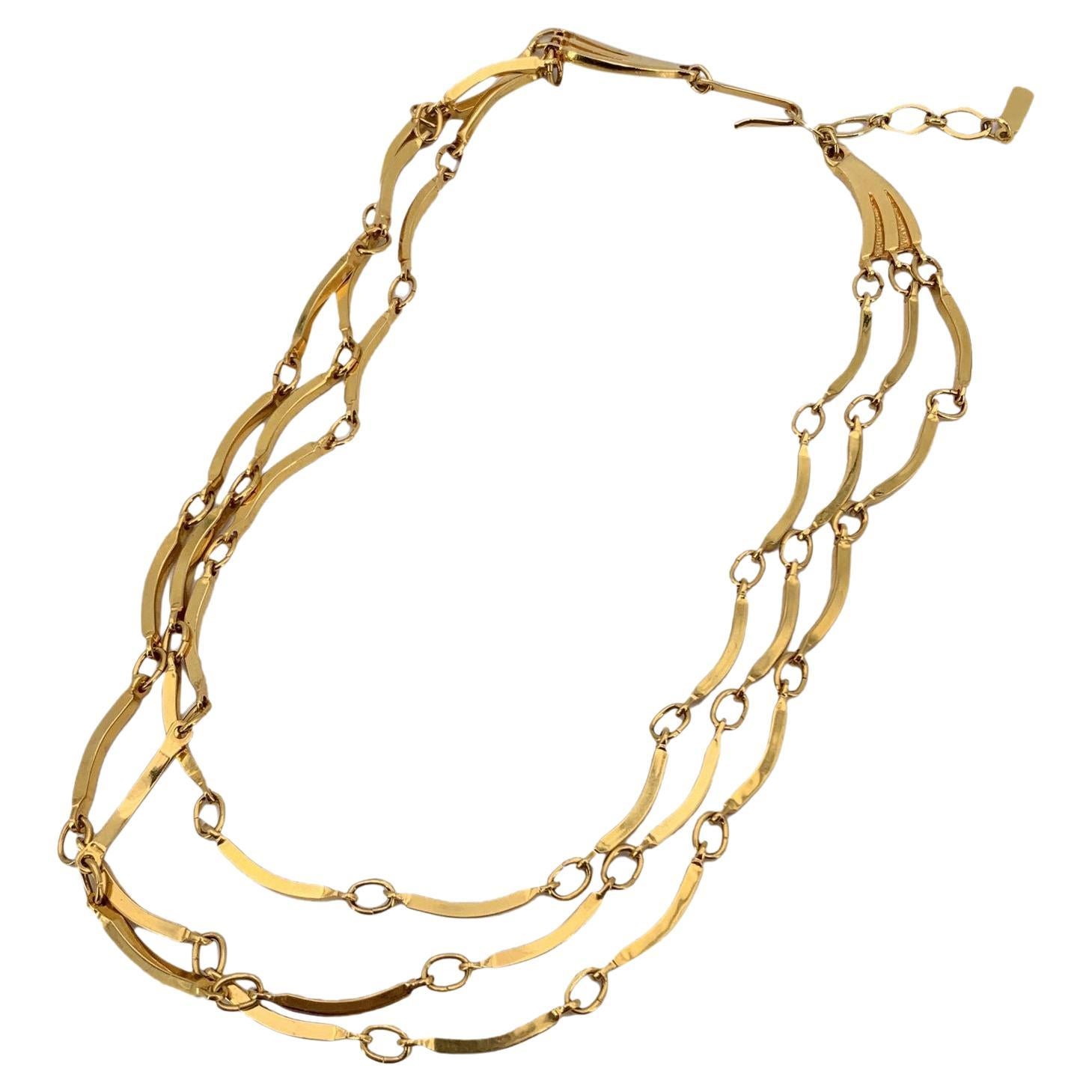 Yves Saint Laurent Collar de varias vueltas en metal dorado vintage