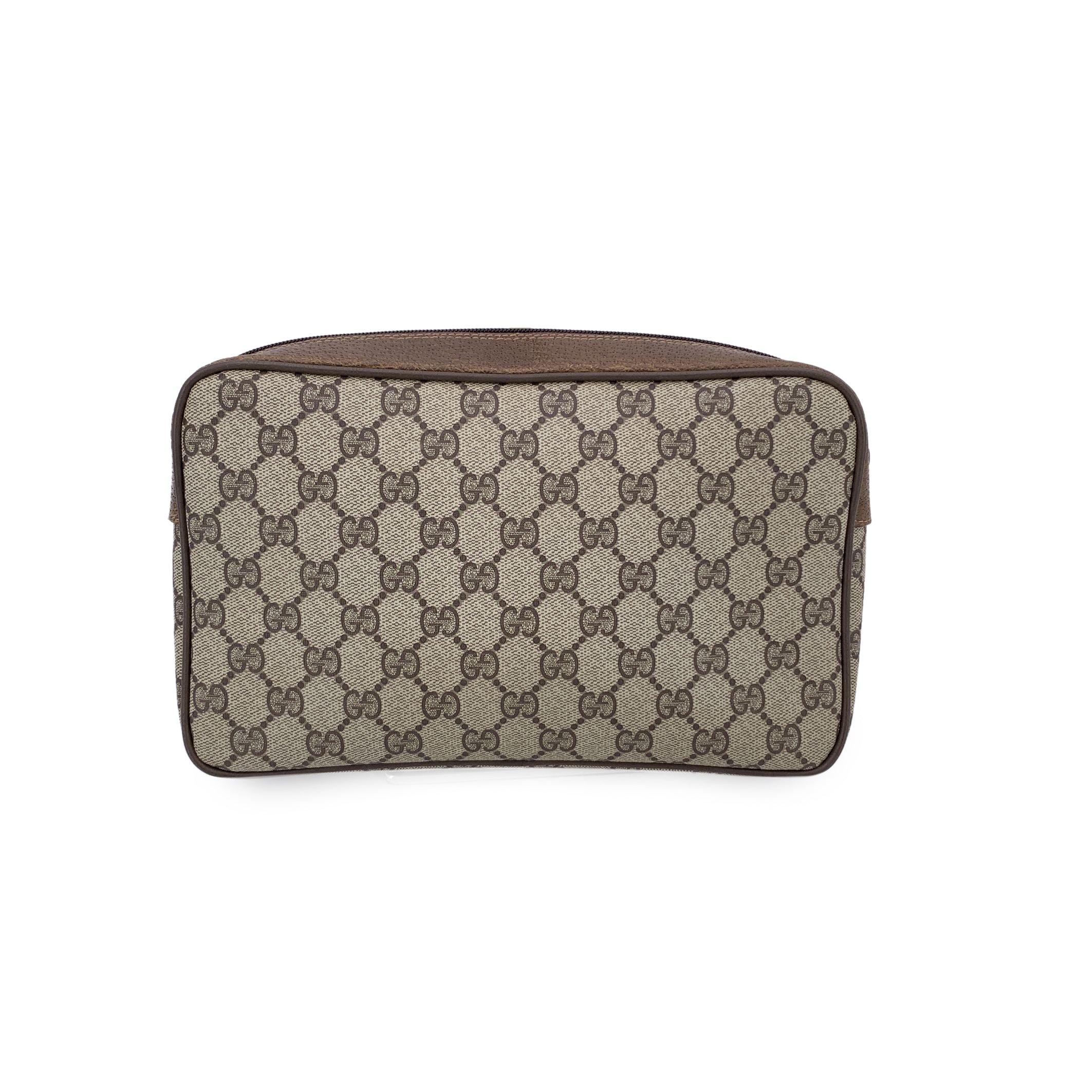 Gucci Vintage Beige Monogram Canvas Zip Kosmetiktasche Clutch im Zustand „Hervorragend“ im Angebot in Rome, Rome